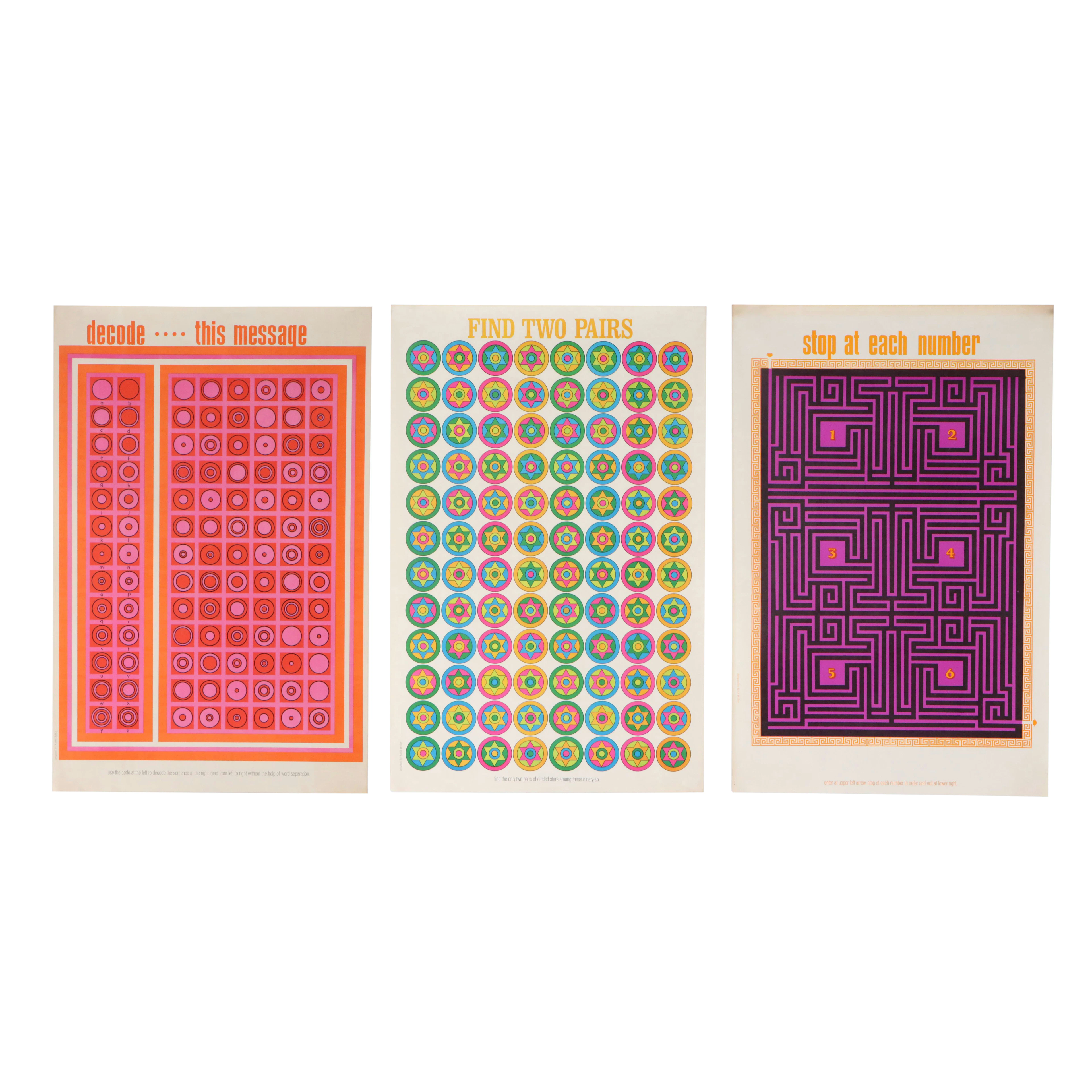 Ruth Heller Op Art Puzzle Posters, Circa 1960