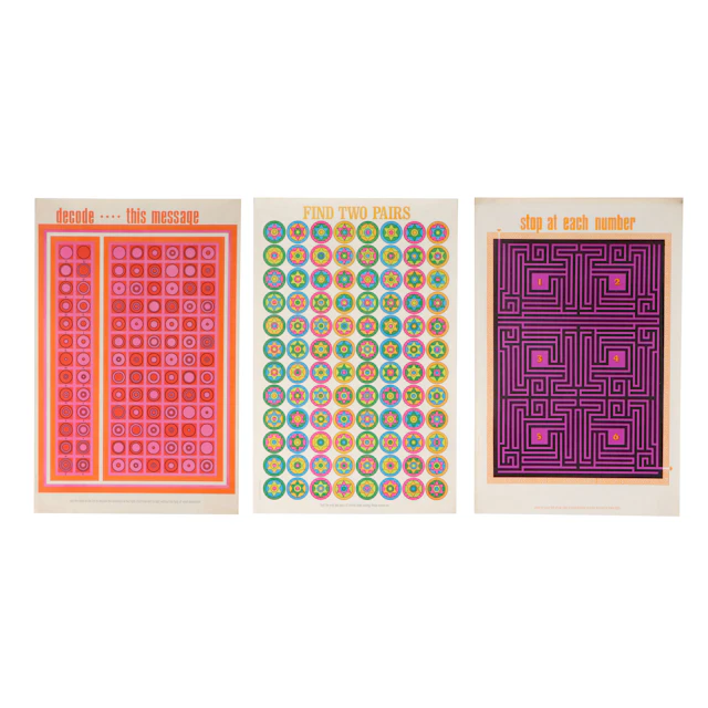 Ruth Heller Op Art Puzzle Posters, Circa 1960