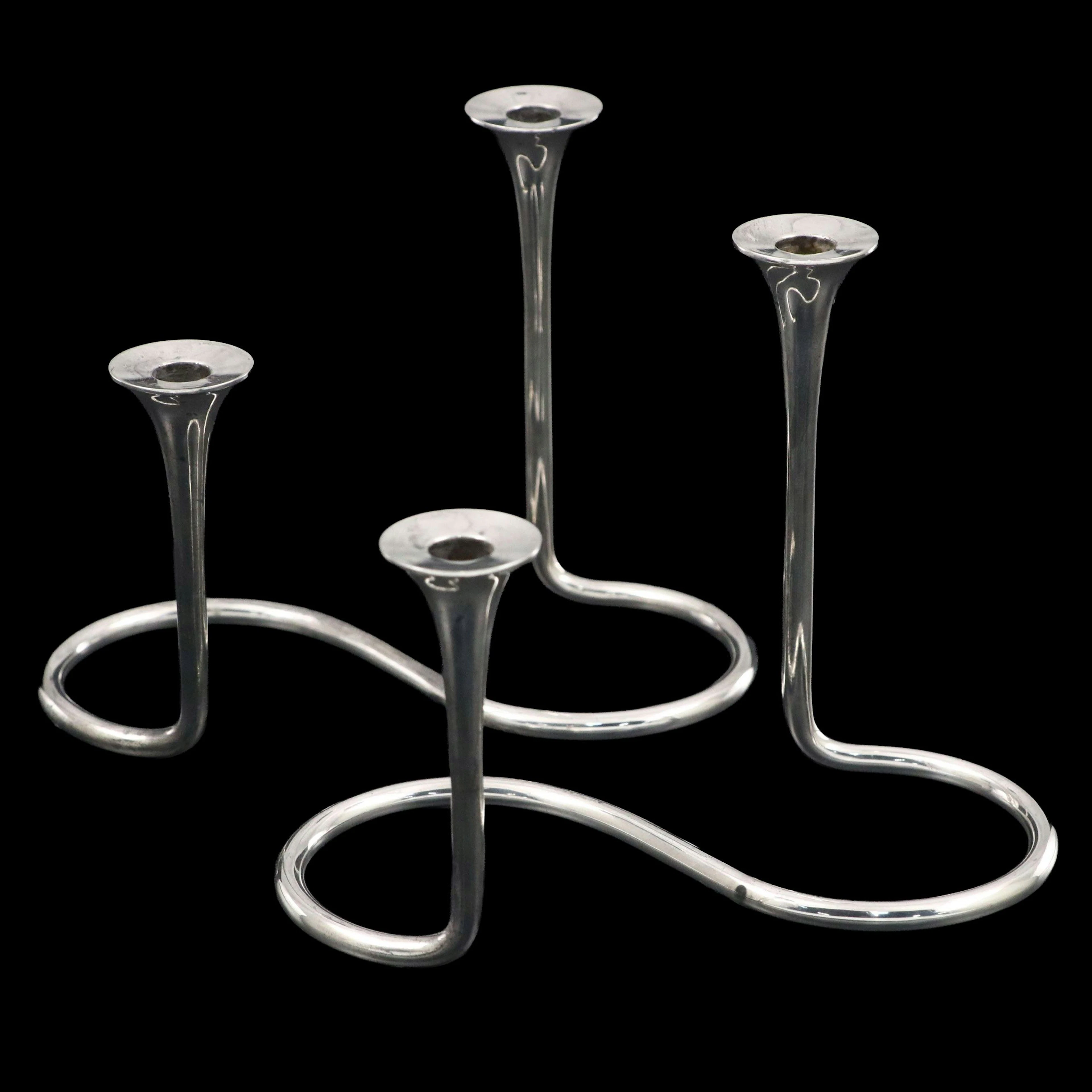 Pair of Michelsen Danish Modern Sterling Candlesticks