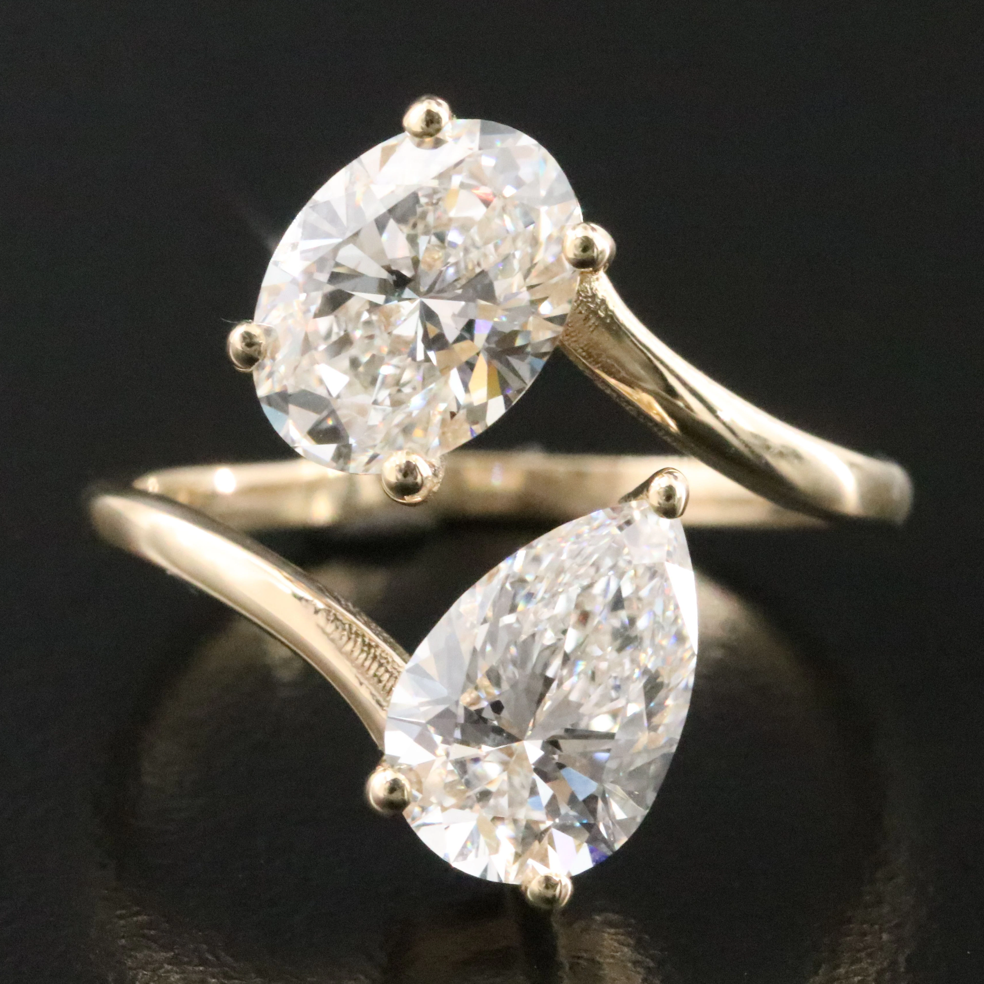 14K 3.06 CTW Lab Grown Diamond Bypass Ring with IGI Reports