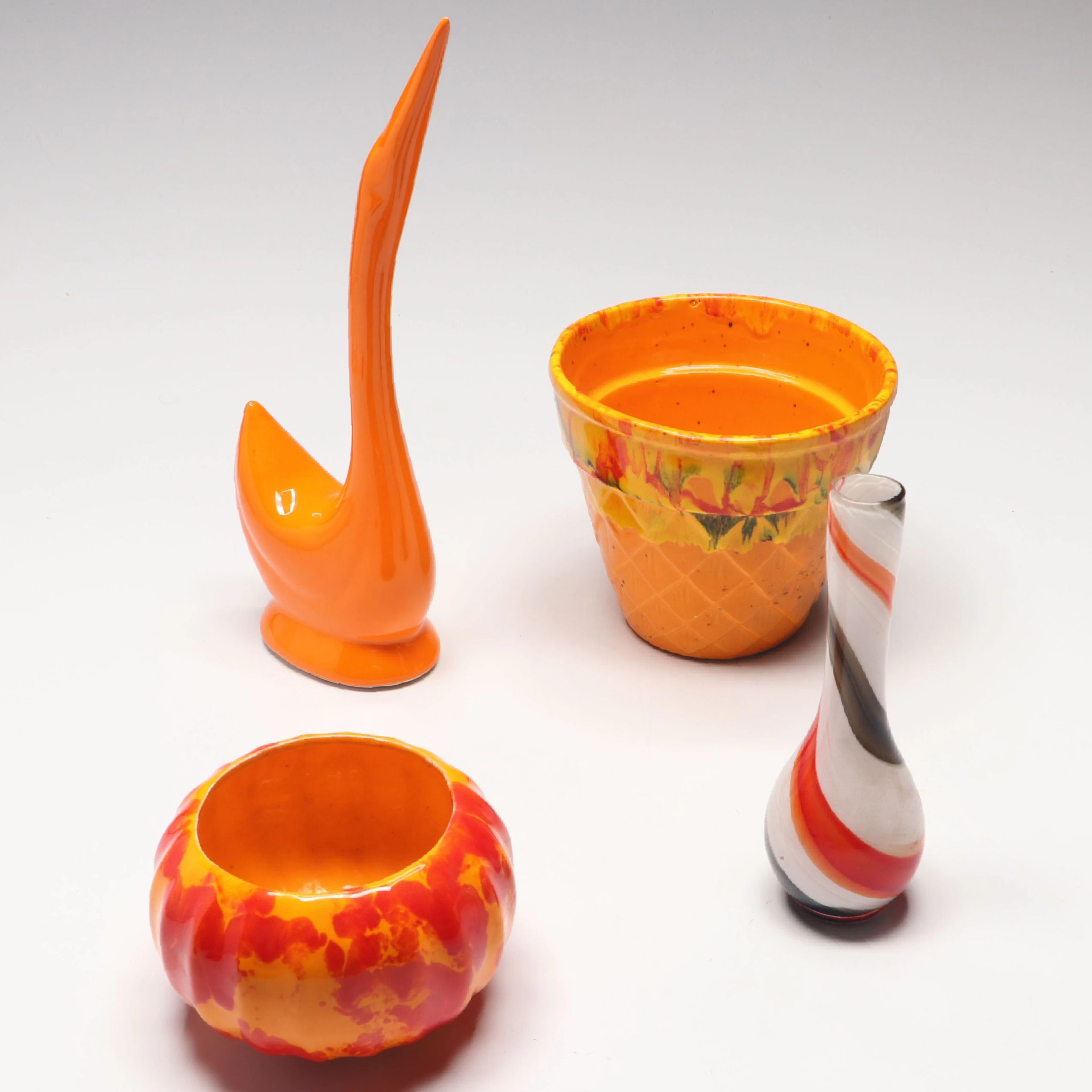 MCM California Originals Drip Glaze Pot and More Orange Pottery, Vintage