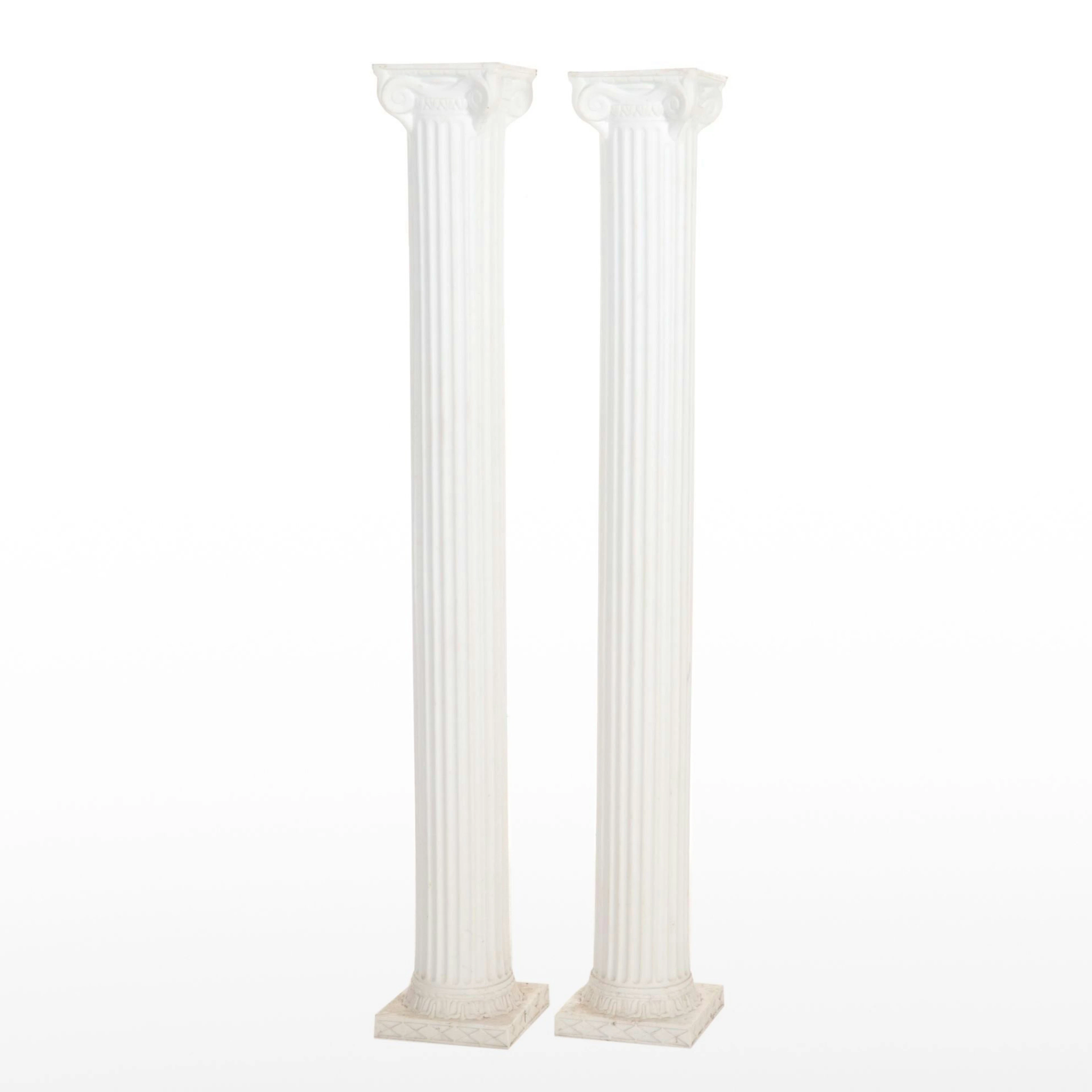 Pair of White Plastic Columns for Photography Background Props