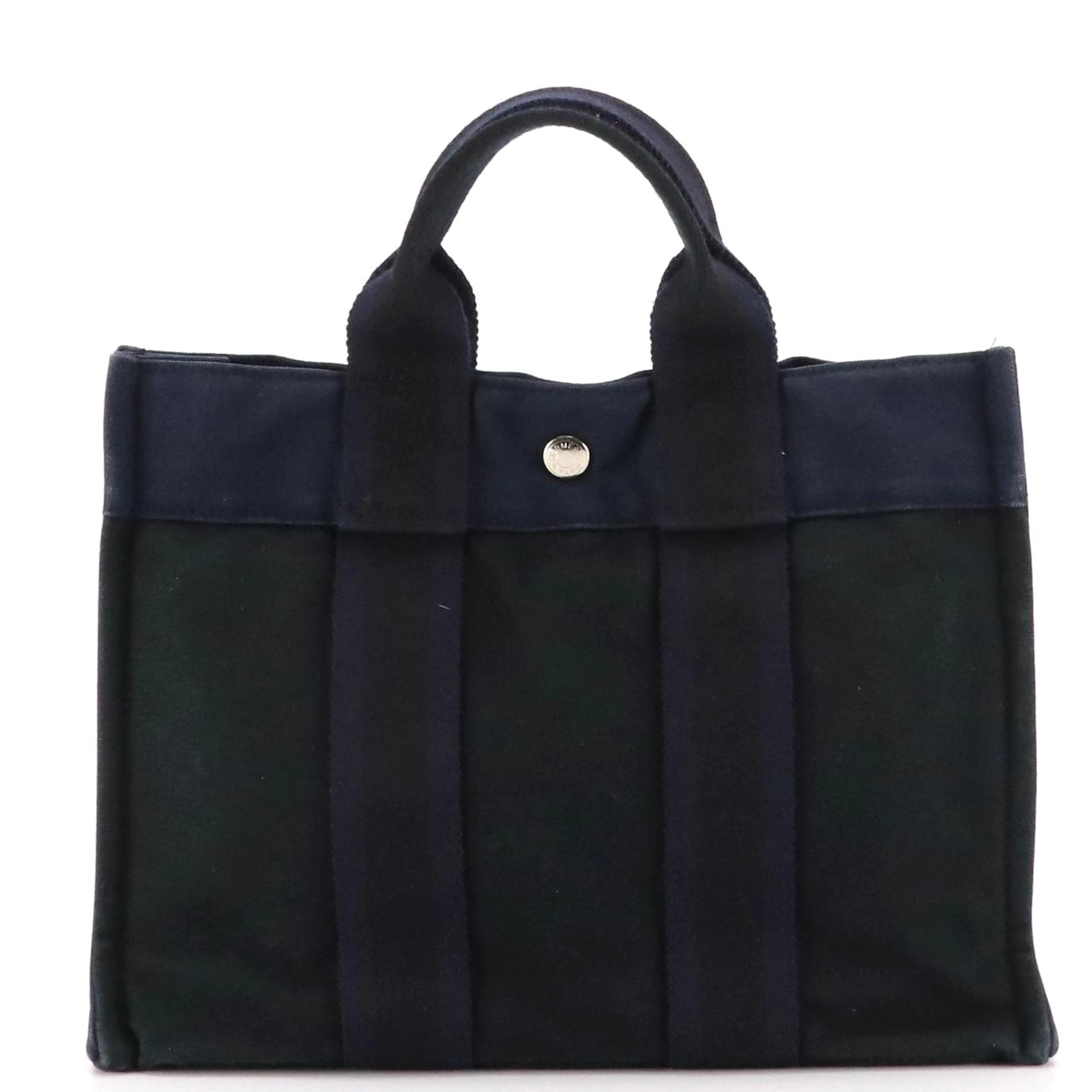 Hermès Fourre Tout PM Handbag in Deep Blue Cotton Canvas