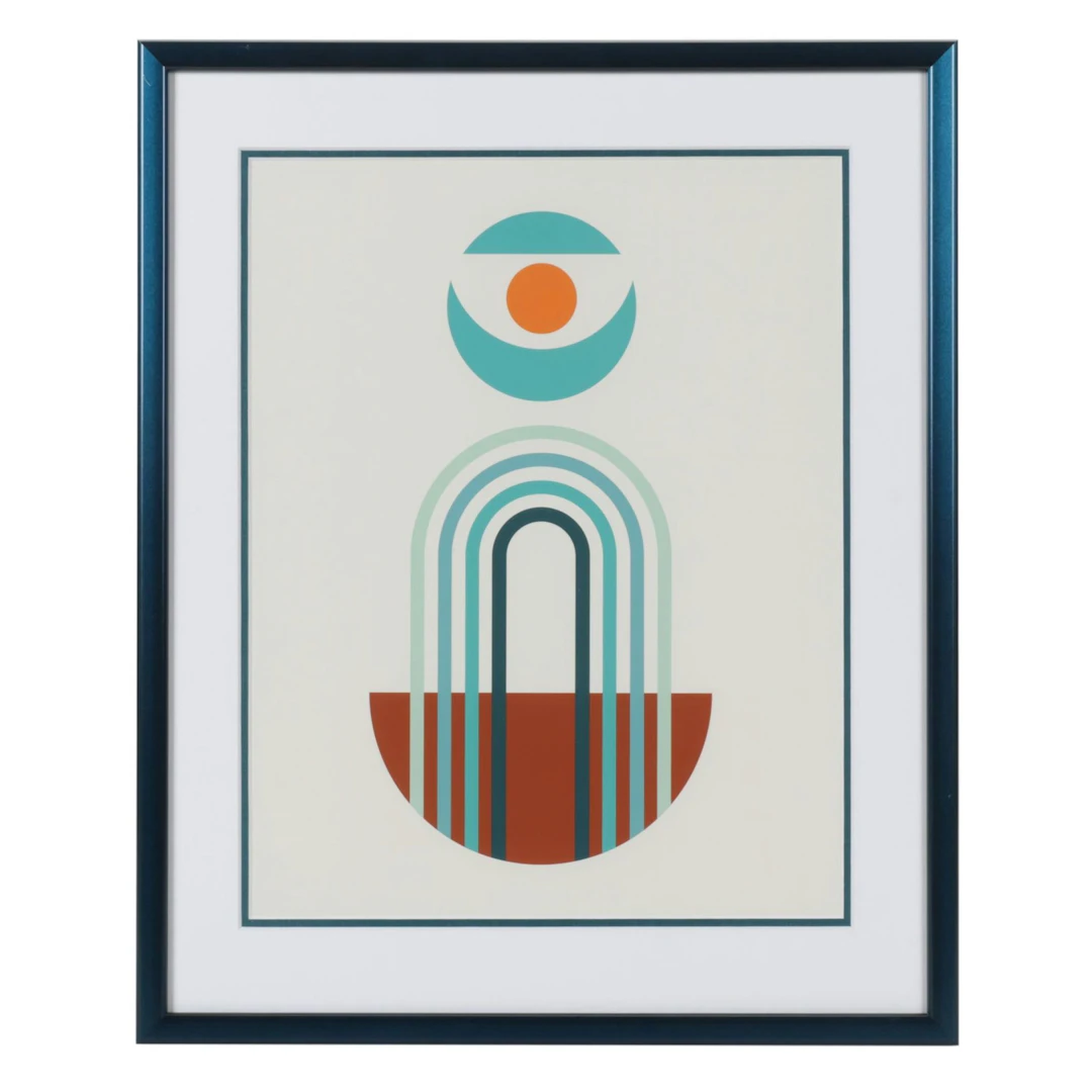 Earthy Modern Geometric Sunset Digital Print "Boho Loops III"