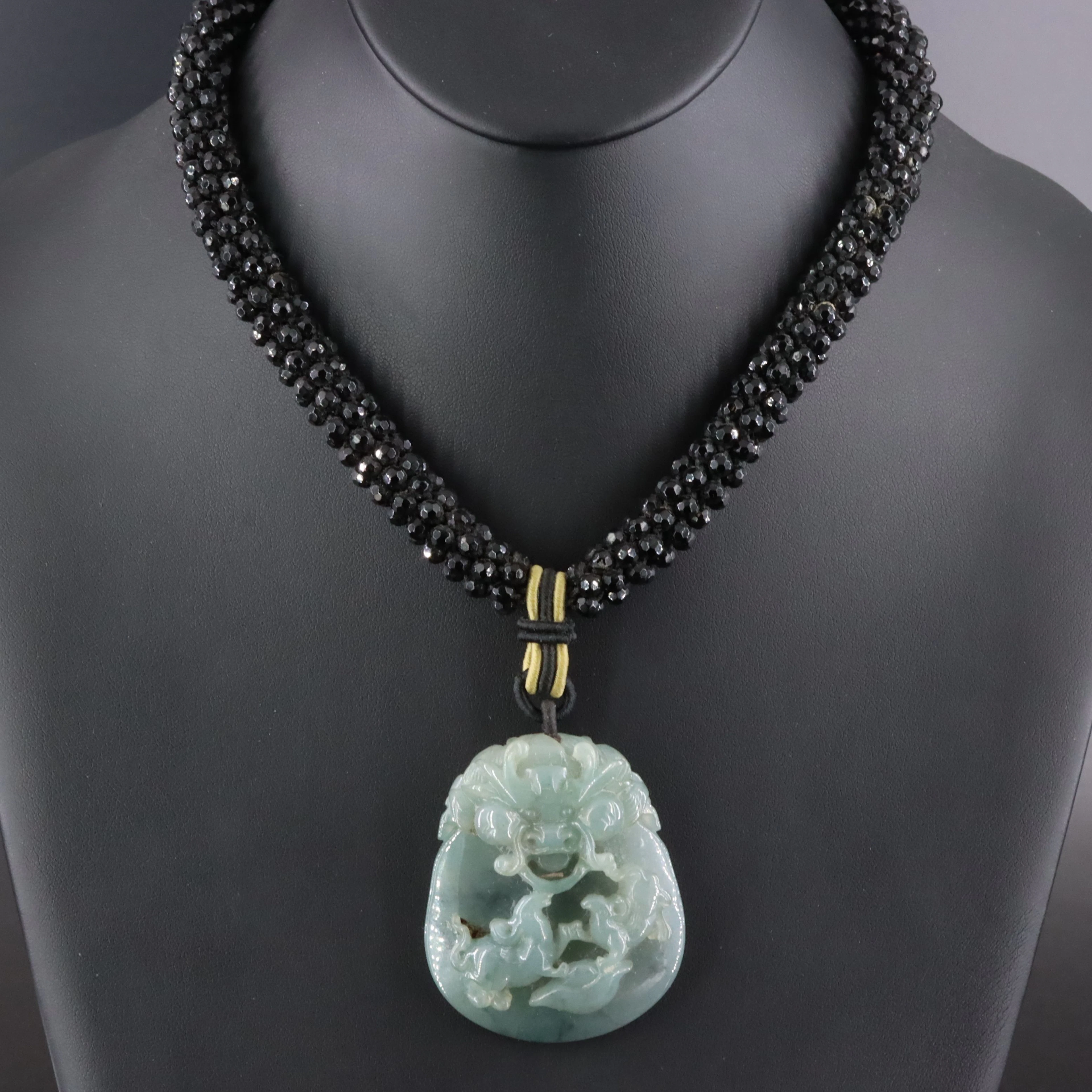 Jadeite Necklace with Dragon and Rats