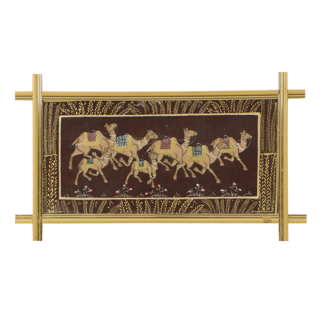 Indian School Camel Painting on Silk, 20th Century