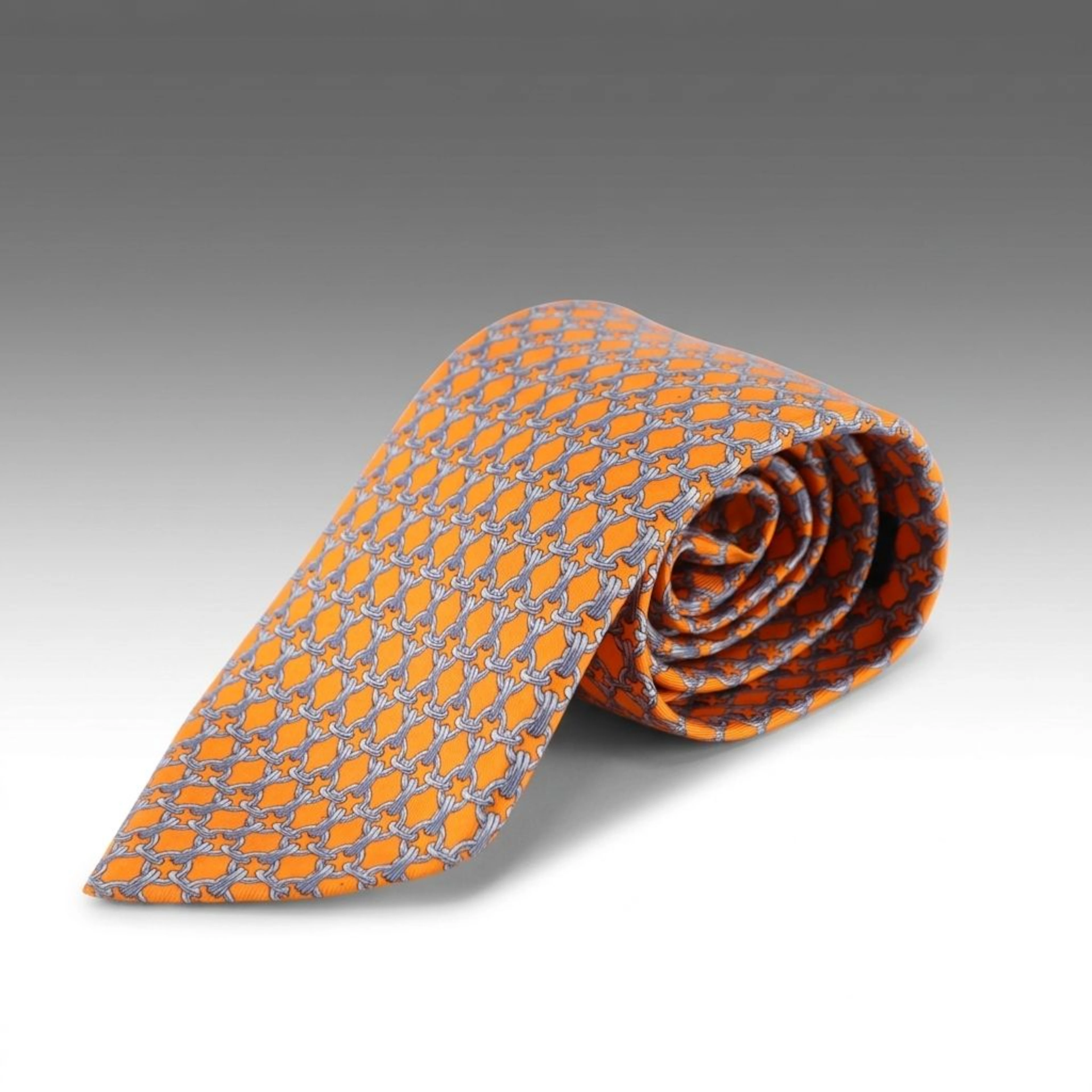 Hermès Hand-Stitched Silk Twill Necktie with Box