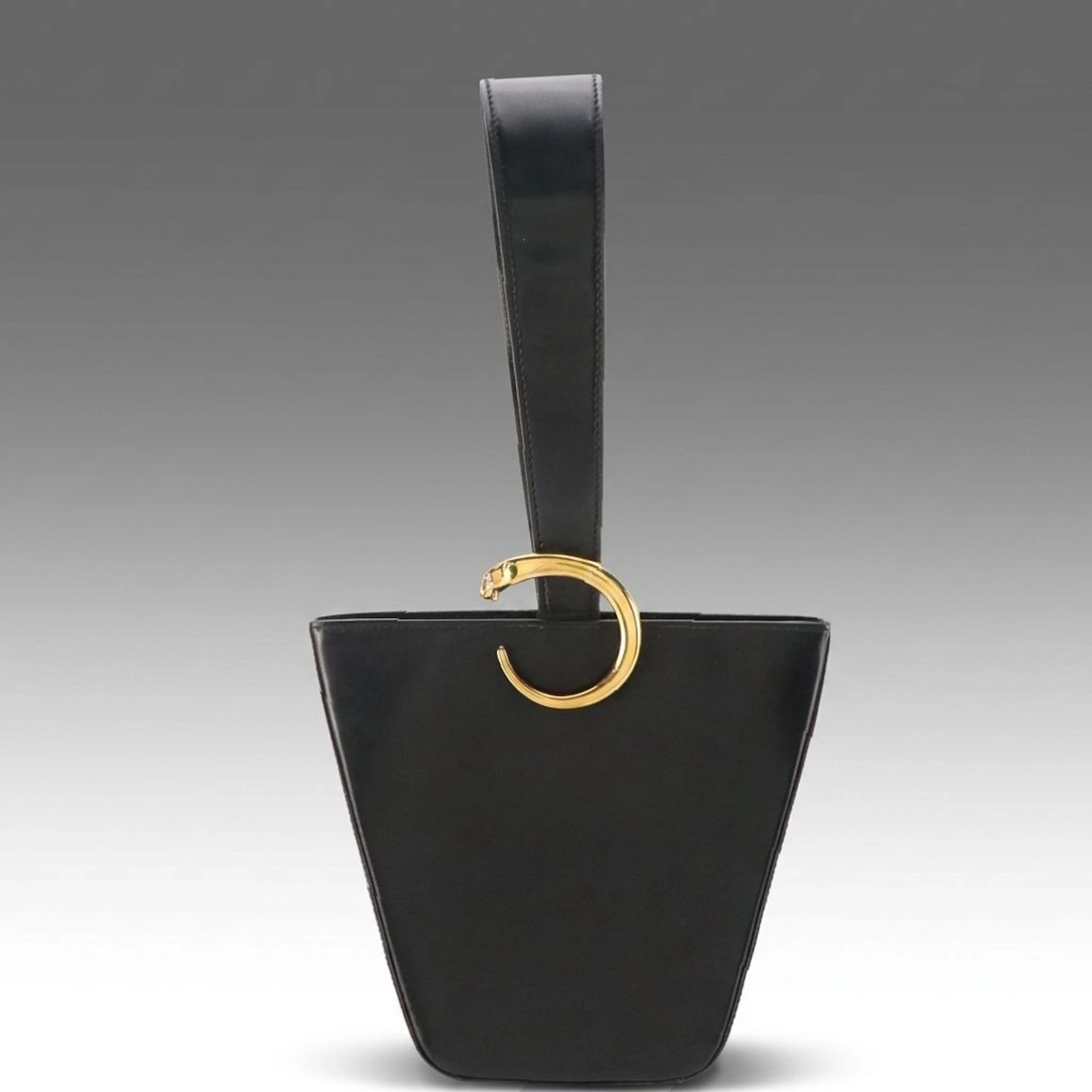 Cartier Panthere Bucket Bag in Black Smooth Leather, 1990