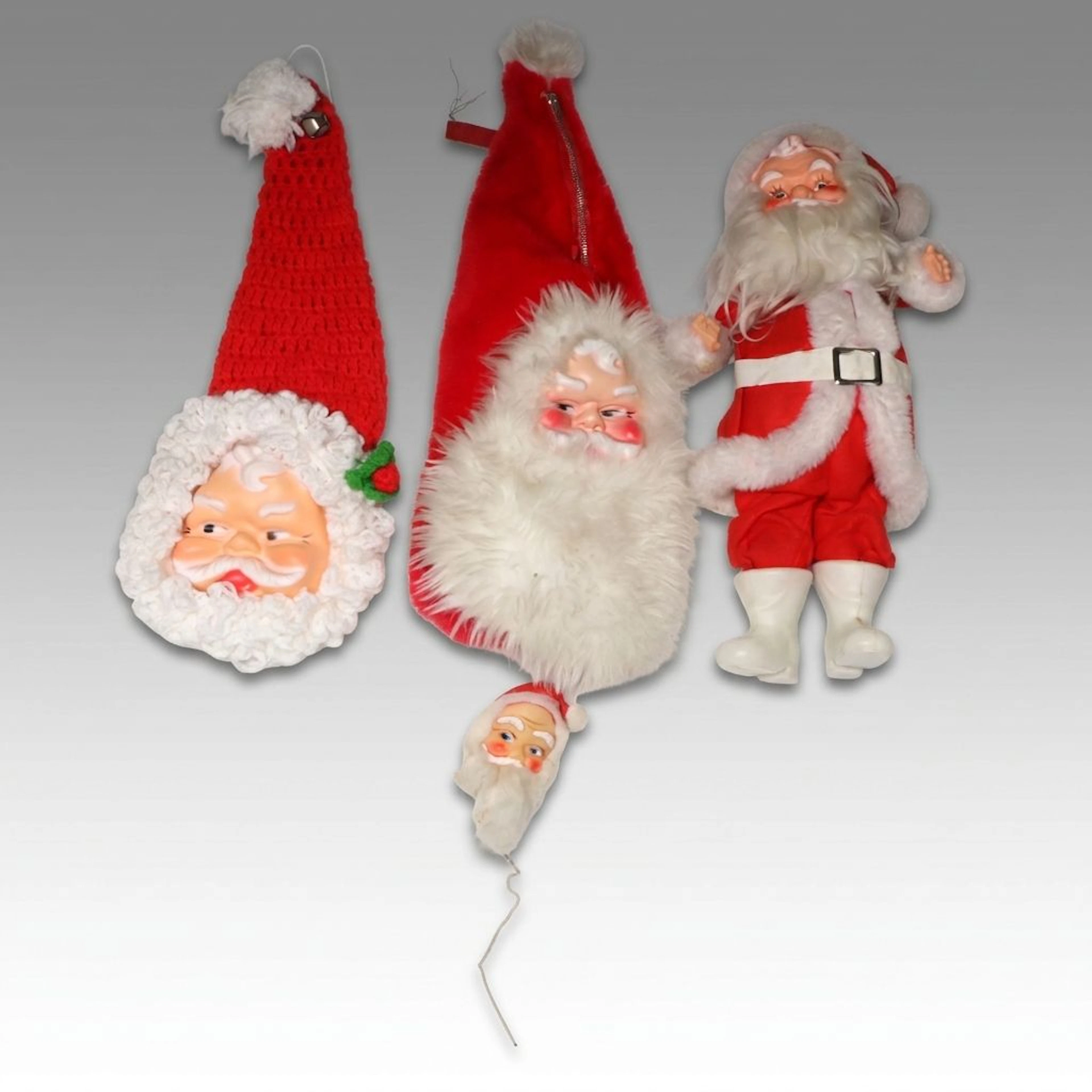 Vintage Santa Figure and Wall Hangings