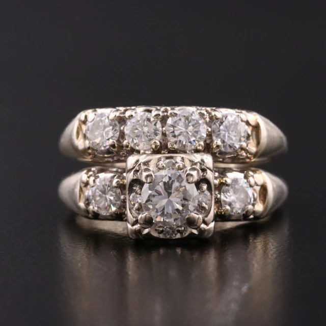Vintage Traditional 14K 1.17 CTW Diamond Ring Set