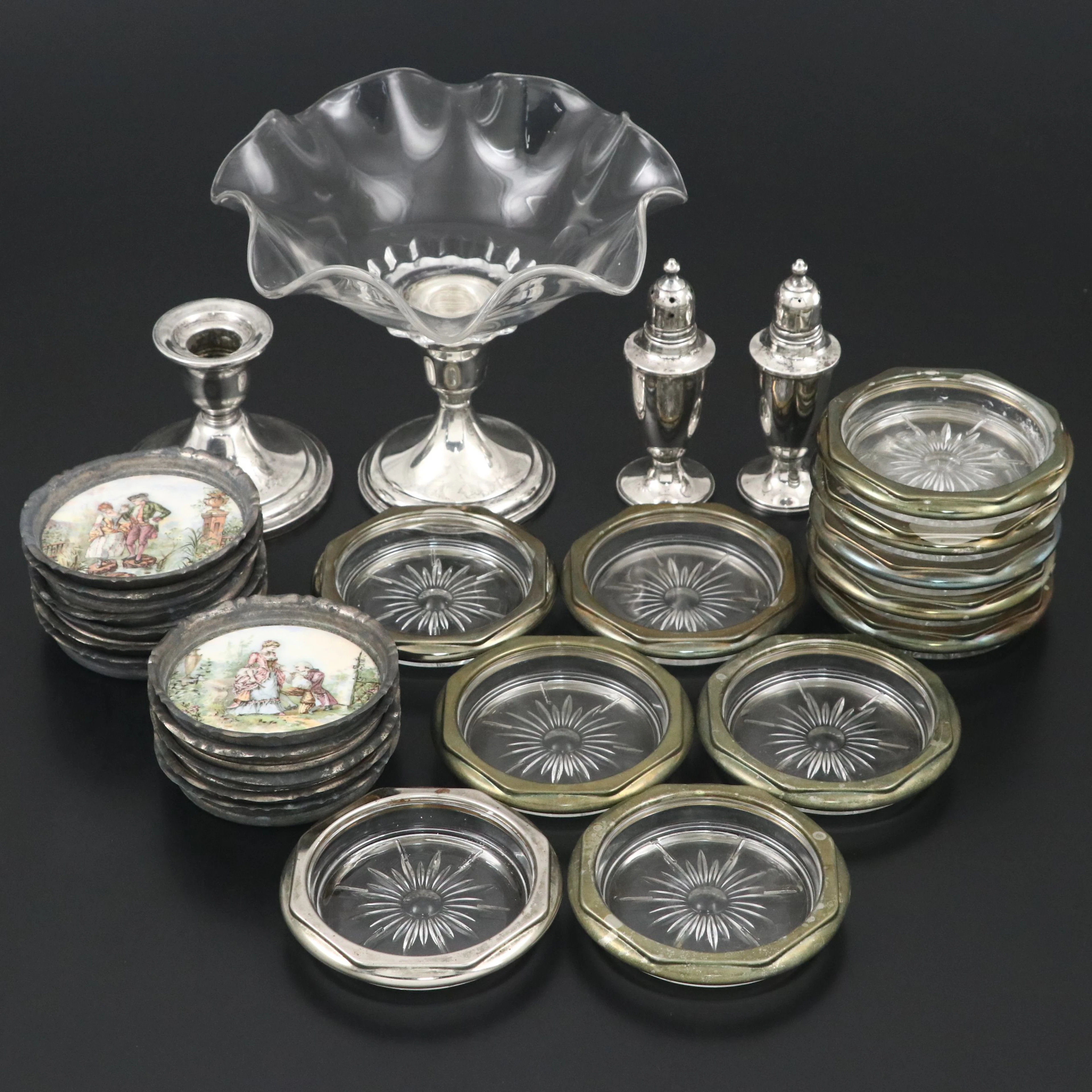 Empire Sterling Silver Shakers with Newport Candlestick and More Tableware