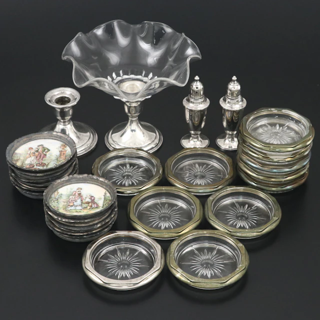 Empire Sterling Silver Shakers with Newport Candlestick and More Tableware