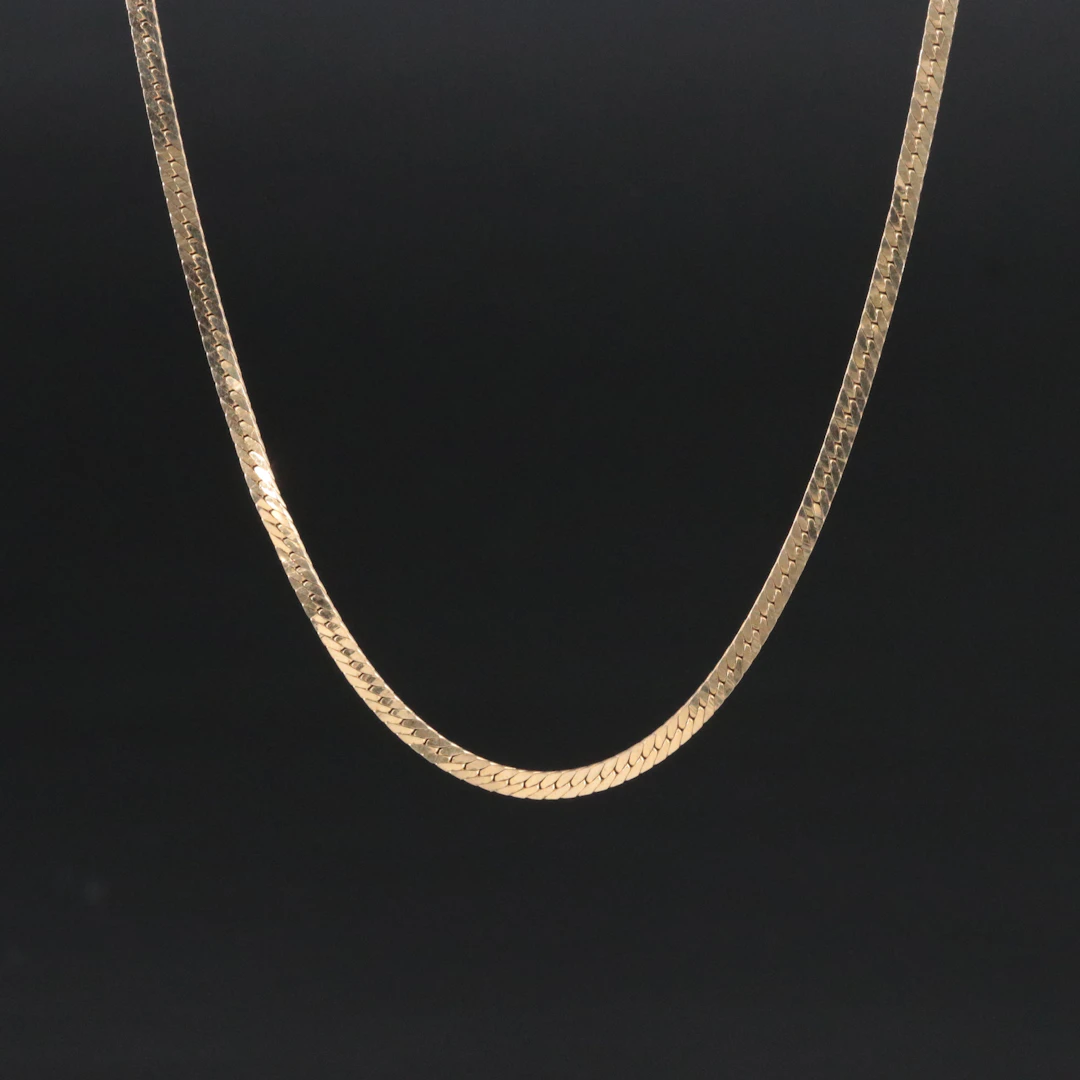Italian 14K Herringbone Chain Necklace