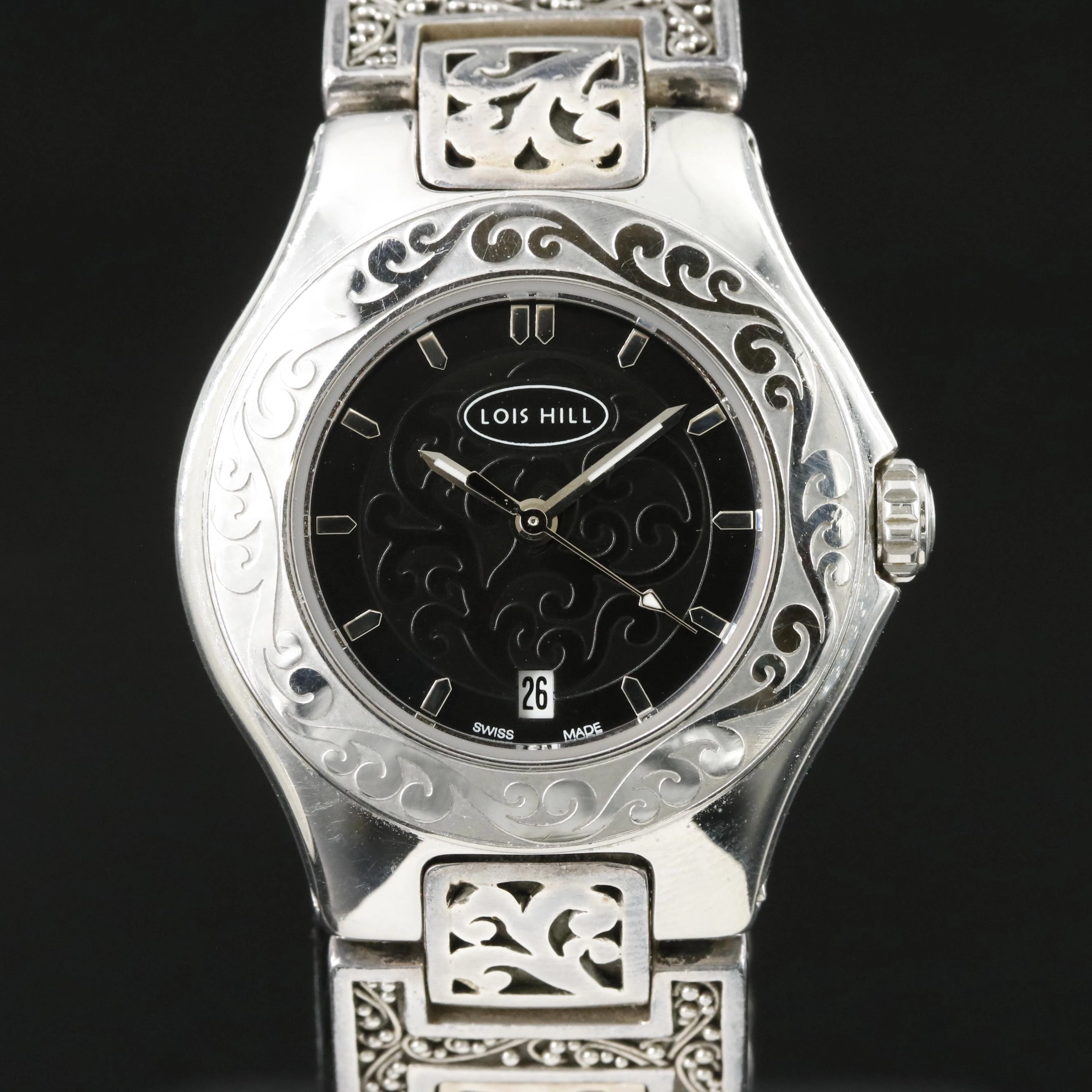 Lois Hill Engraved Sterling Silver Watch