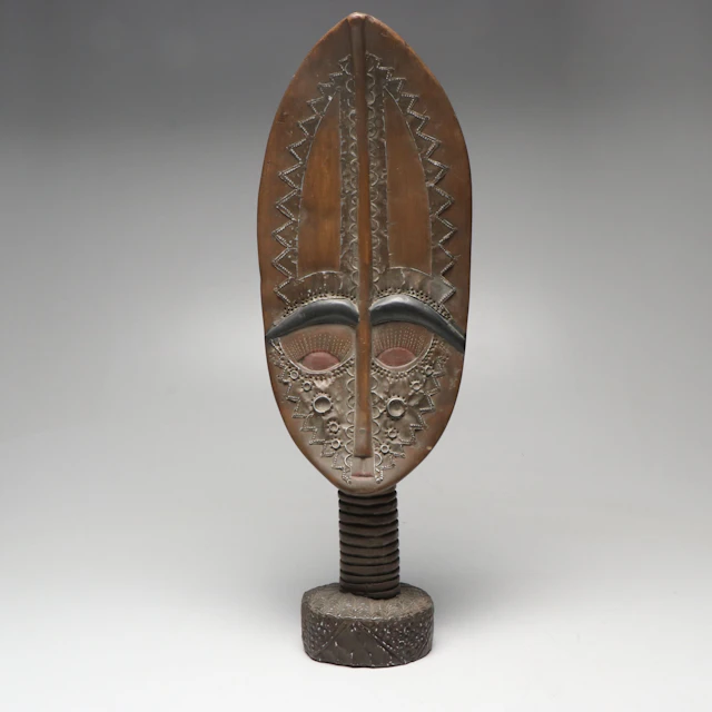 West African Carved Wood and Tin Reliquary Bakota Style Figure