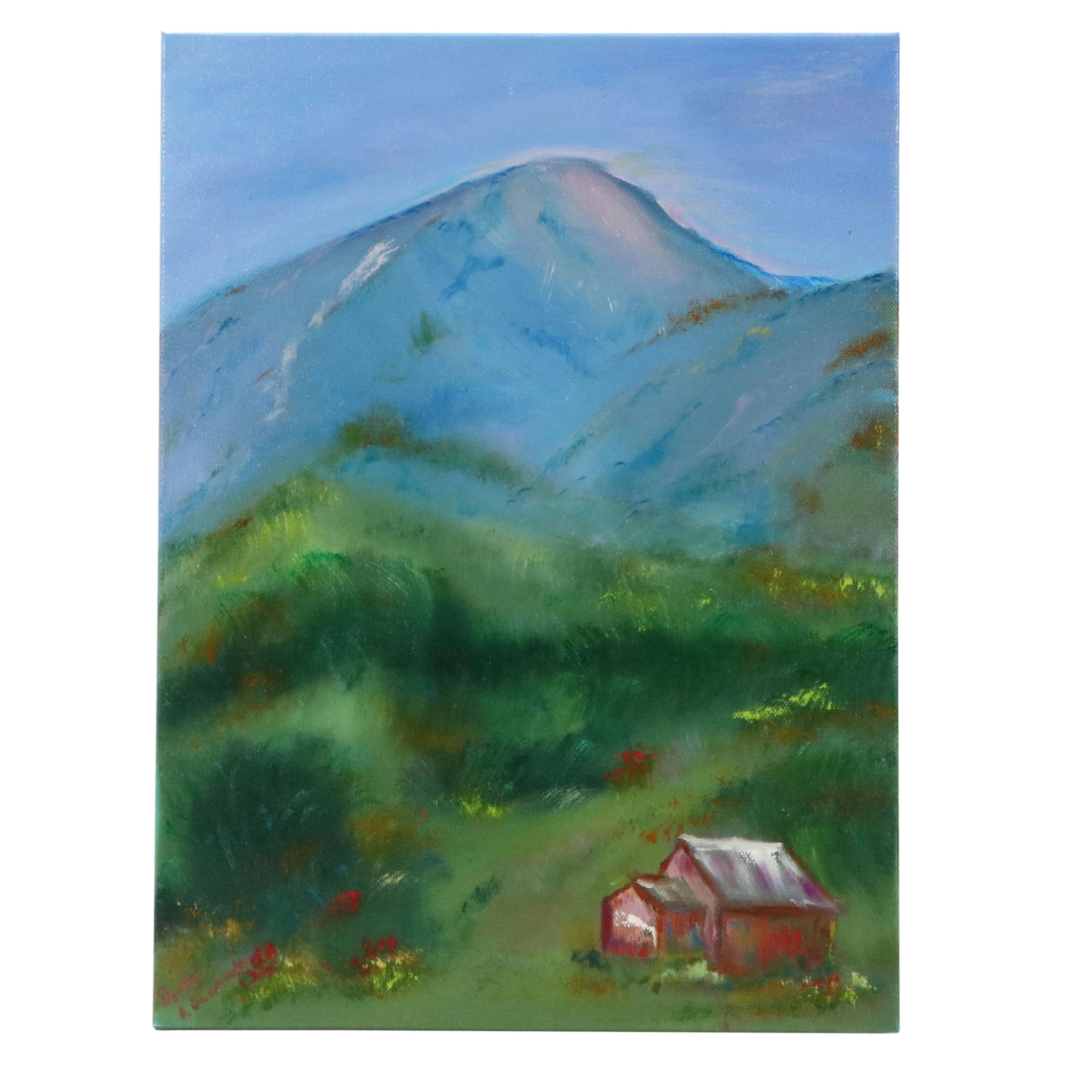 Dottie Abramowski Oil Painting of Mountain Landscape, 21st Century