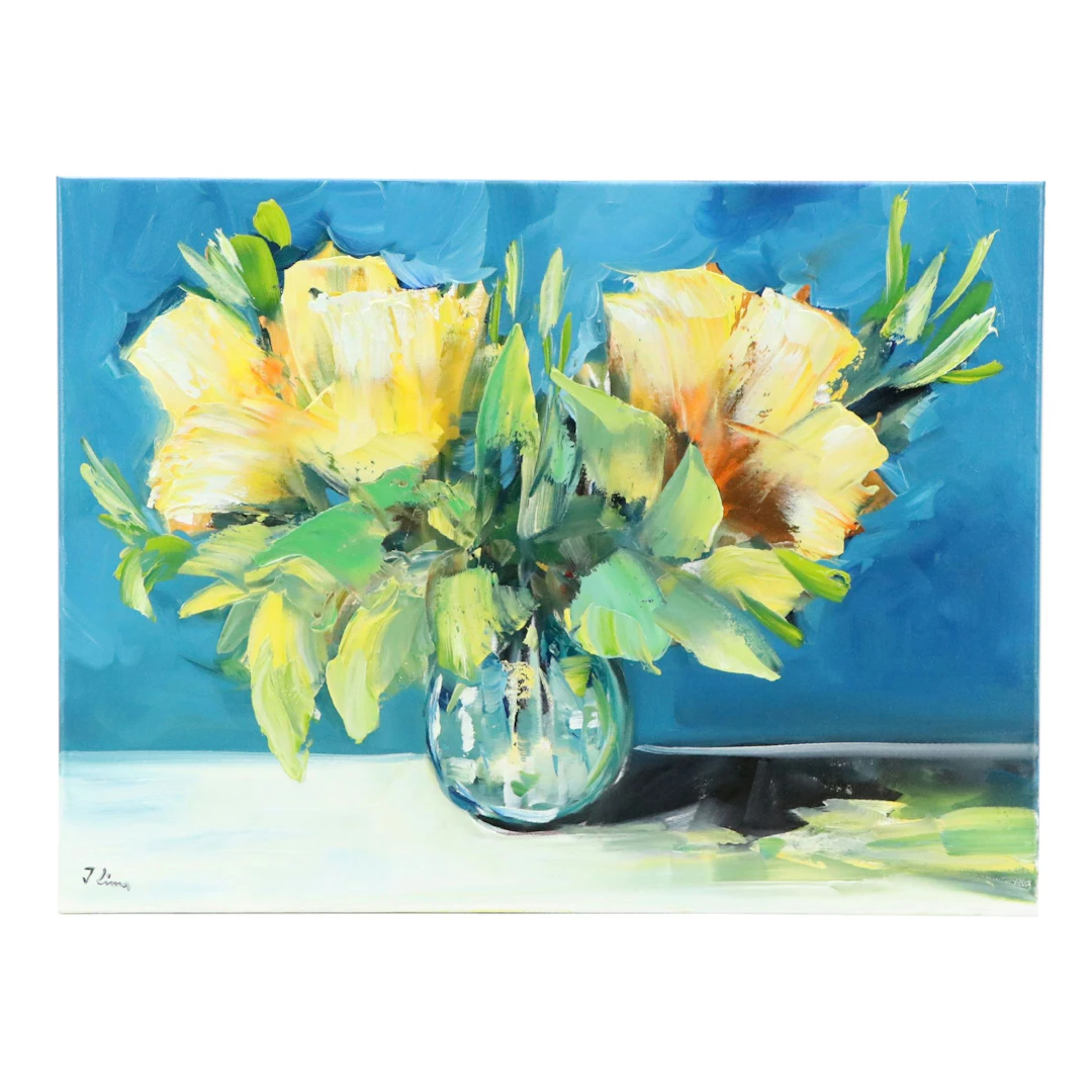 José M. Lima Floral Still Life Oil Painting, 2026