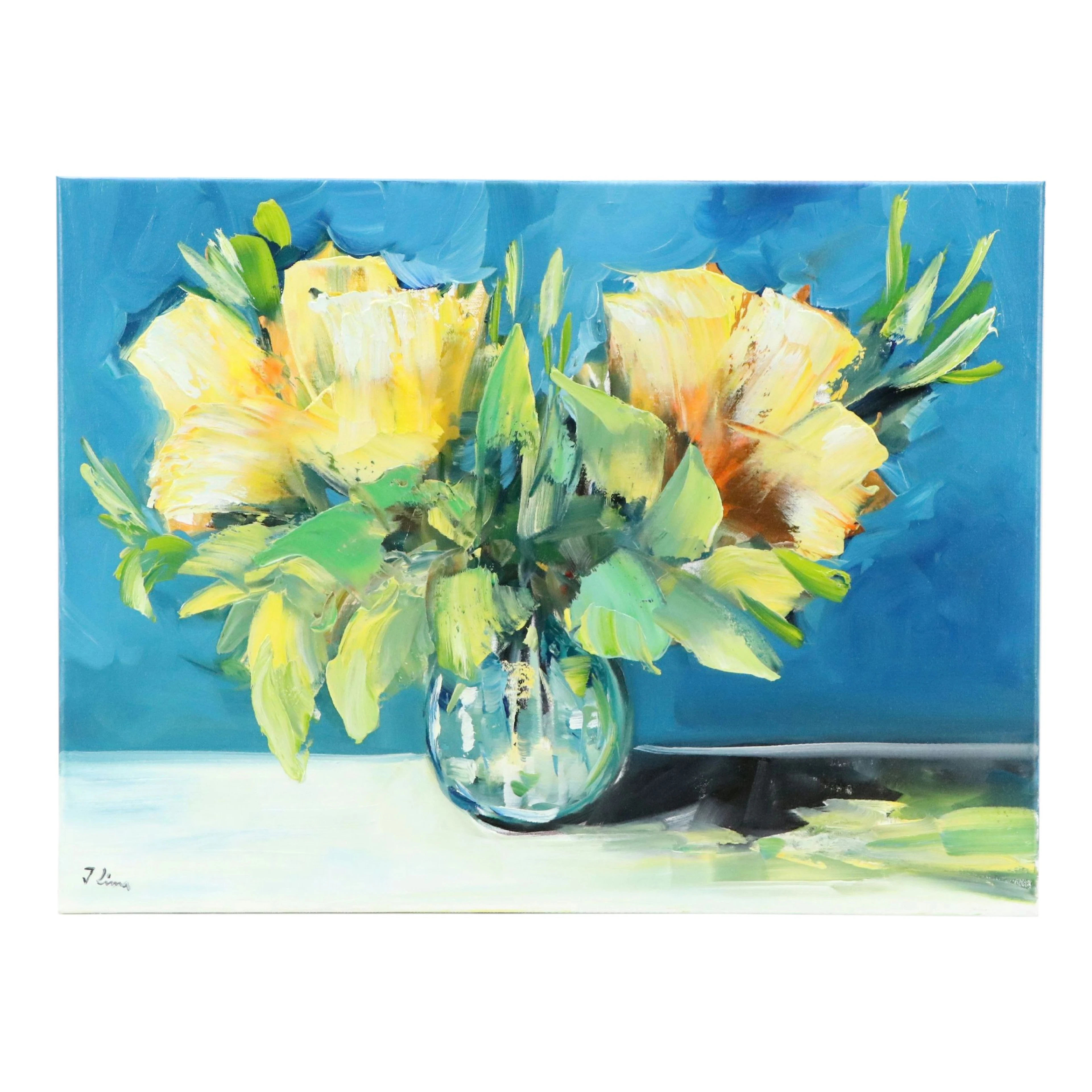 José M. Lima Floral Still Life Oil Painting, 2026