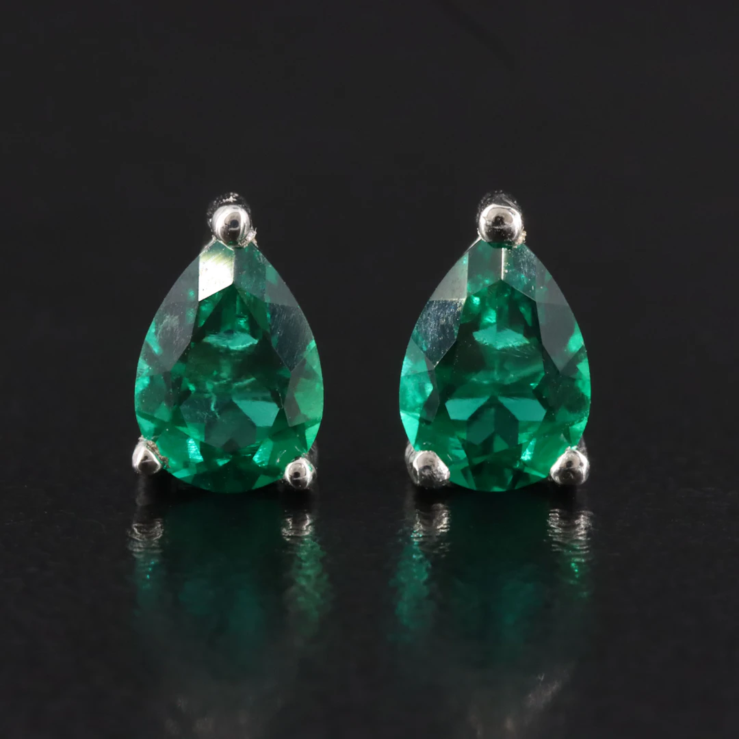 Sterling Emerald Stud Earrings