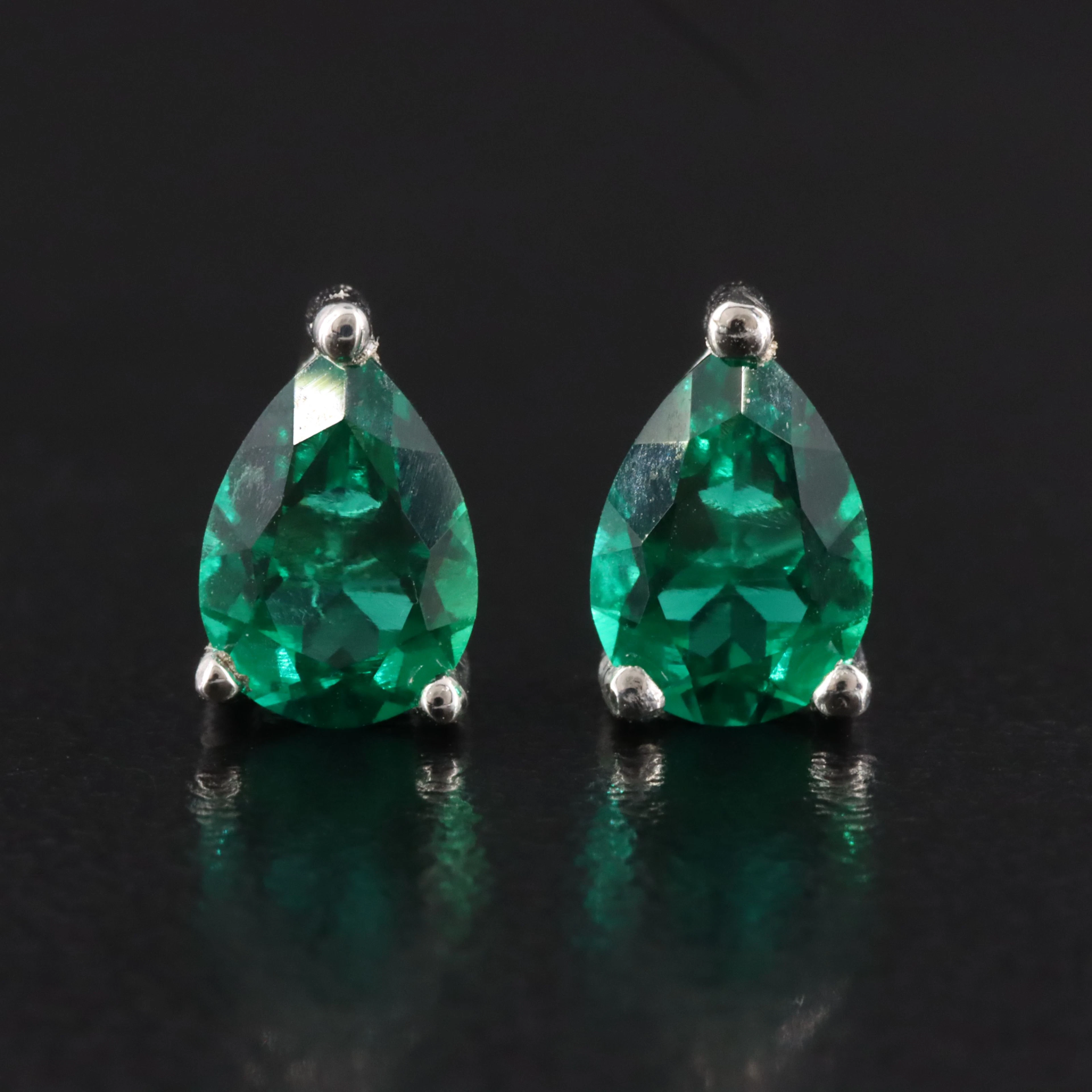 Sterling Emerald Stud Earrings