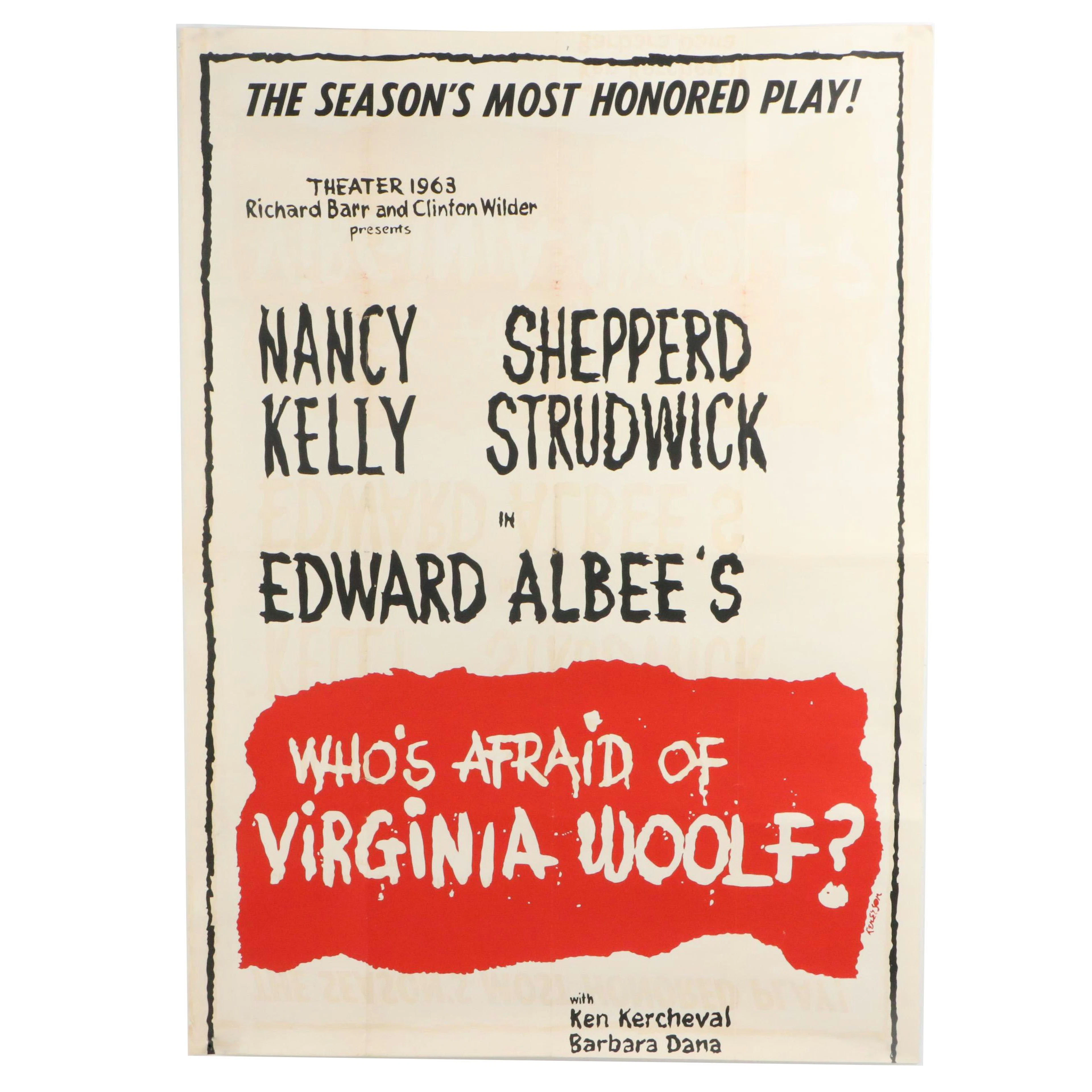 "Who's Afraid of Virginia Woolf" Color Lithograph Theater Poster, 1963
