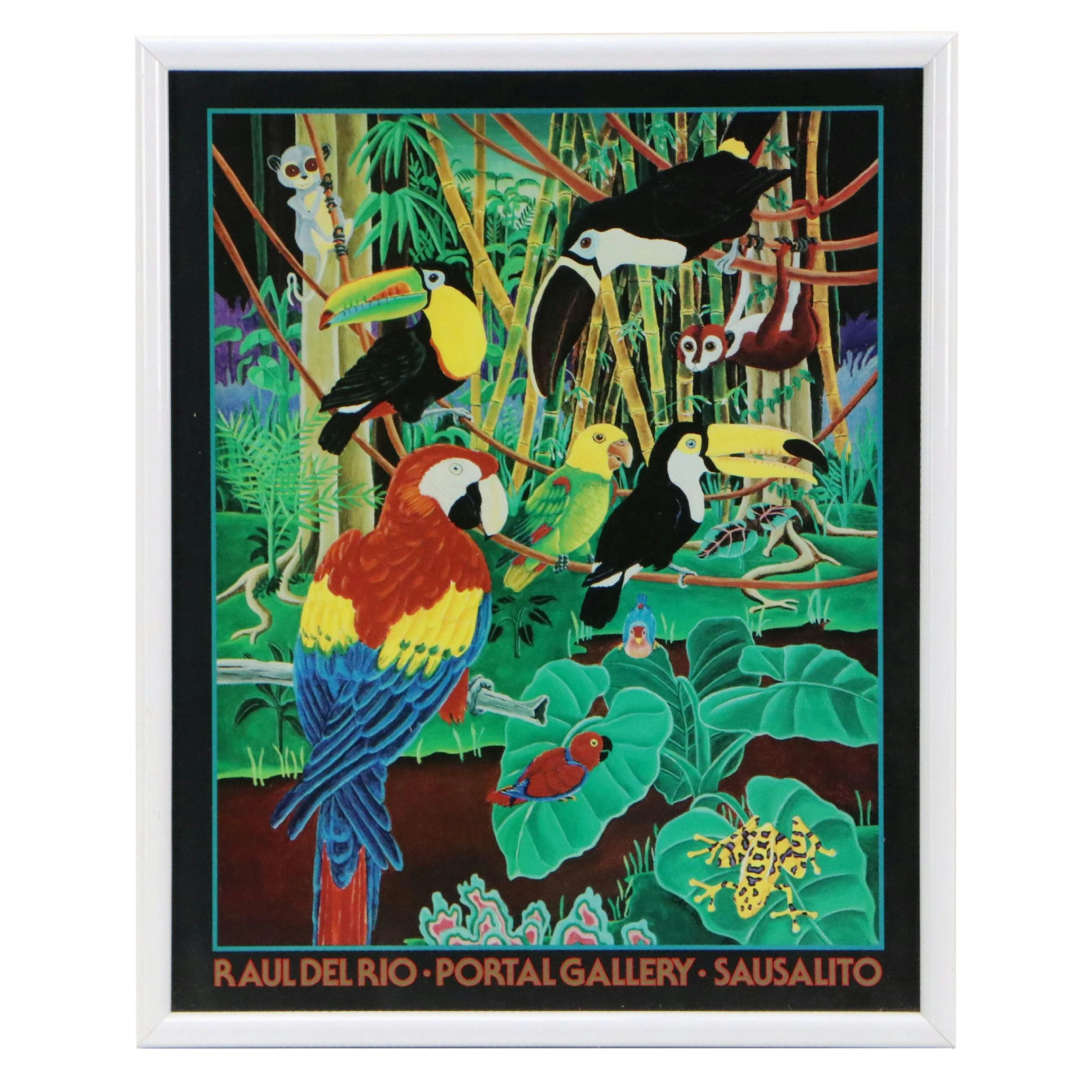 Offset Lithograph After Raul Del Rio "Red Macaw," Late 20th Century