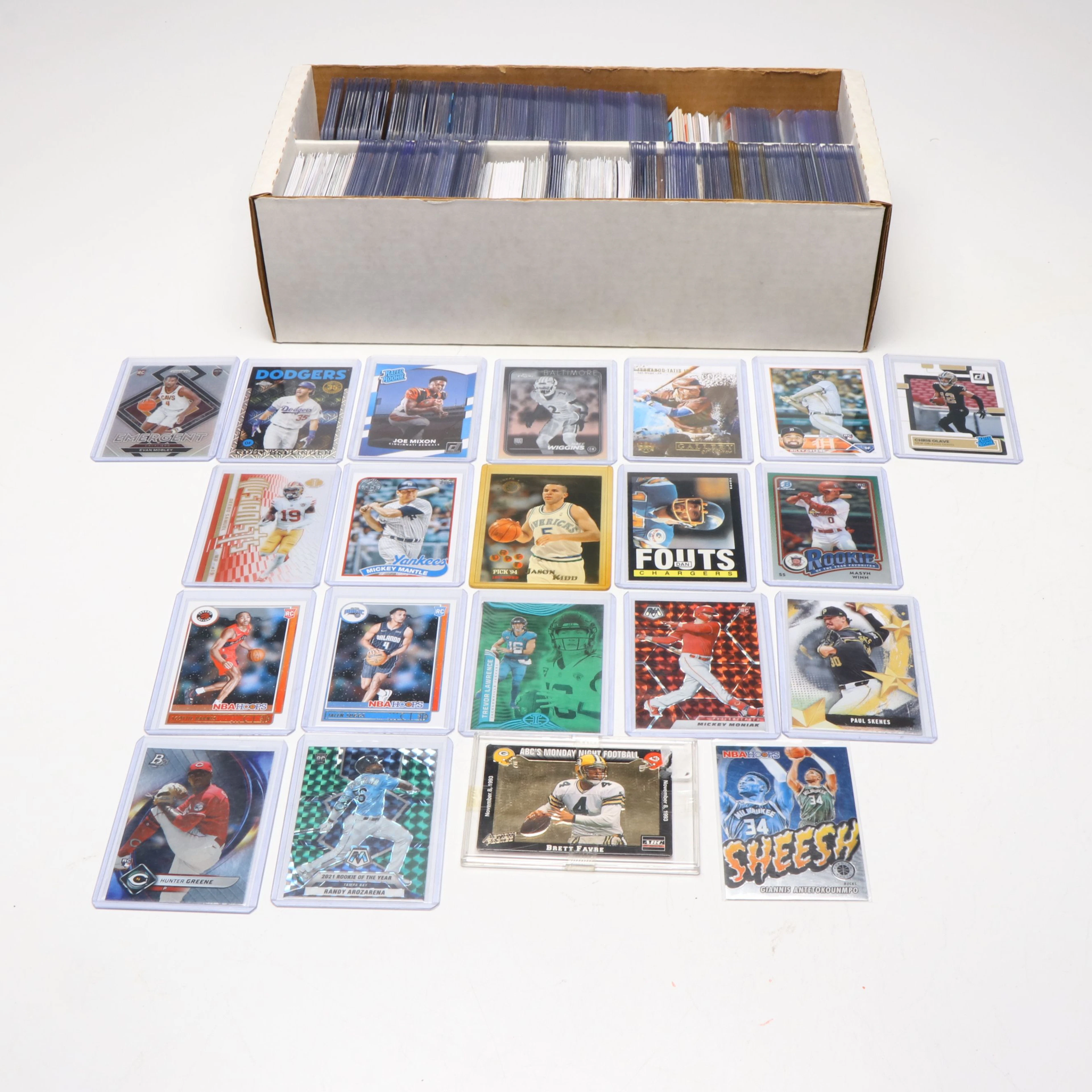 Topps Chrome with Other Sports Cards Featuring Mickey Mantle and Brett Favre