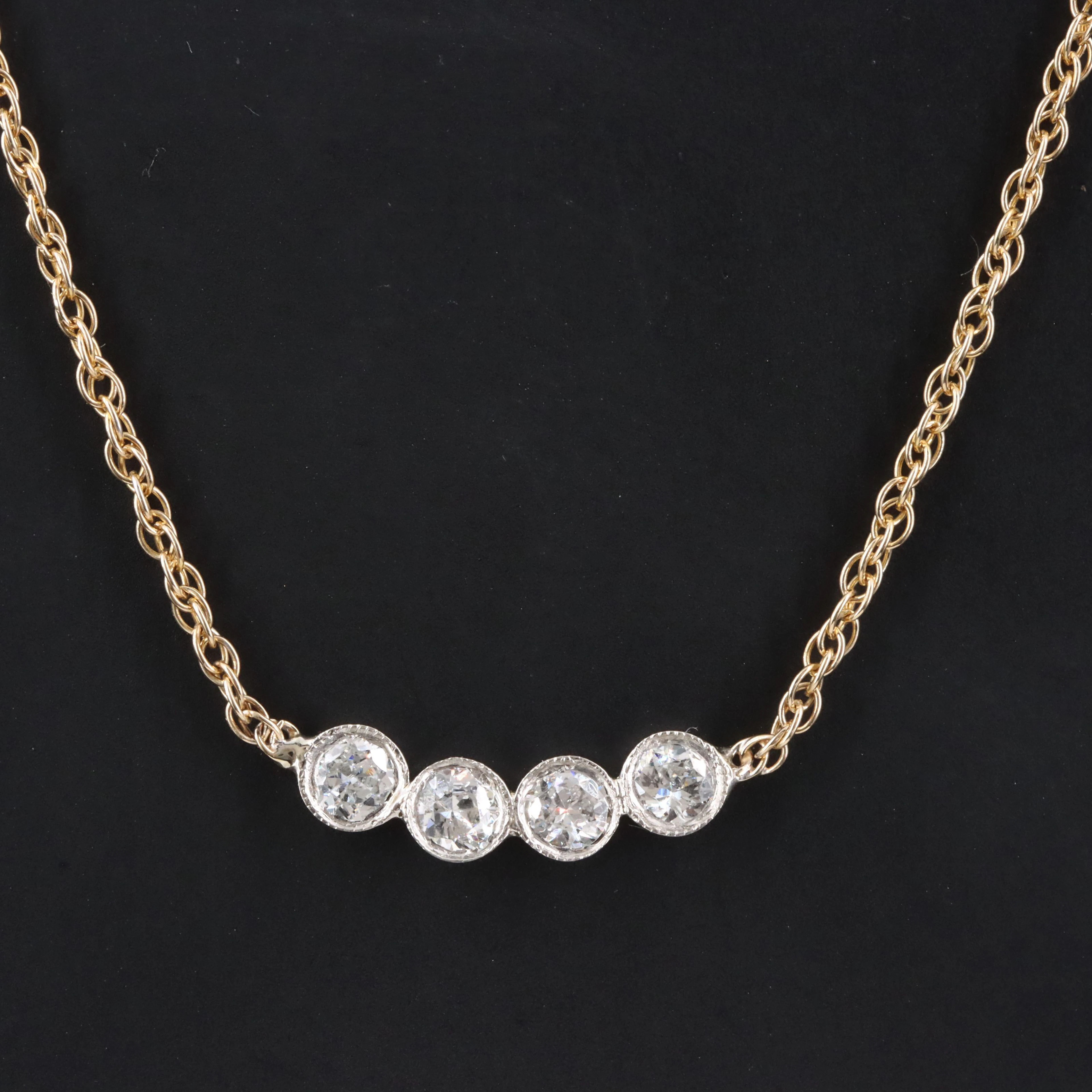 Palladium 0.58 CTW Diamond Station on 14K French Rope Necklace