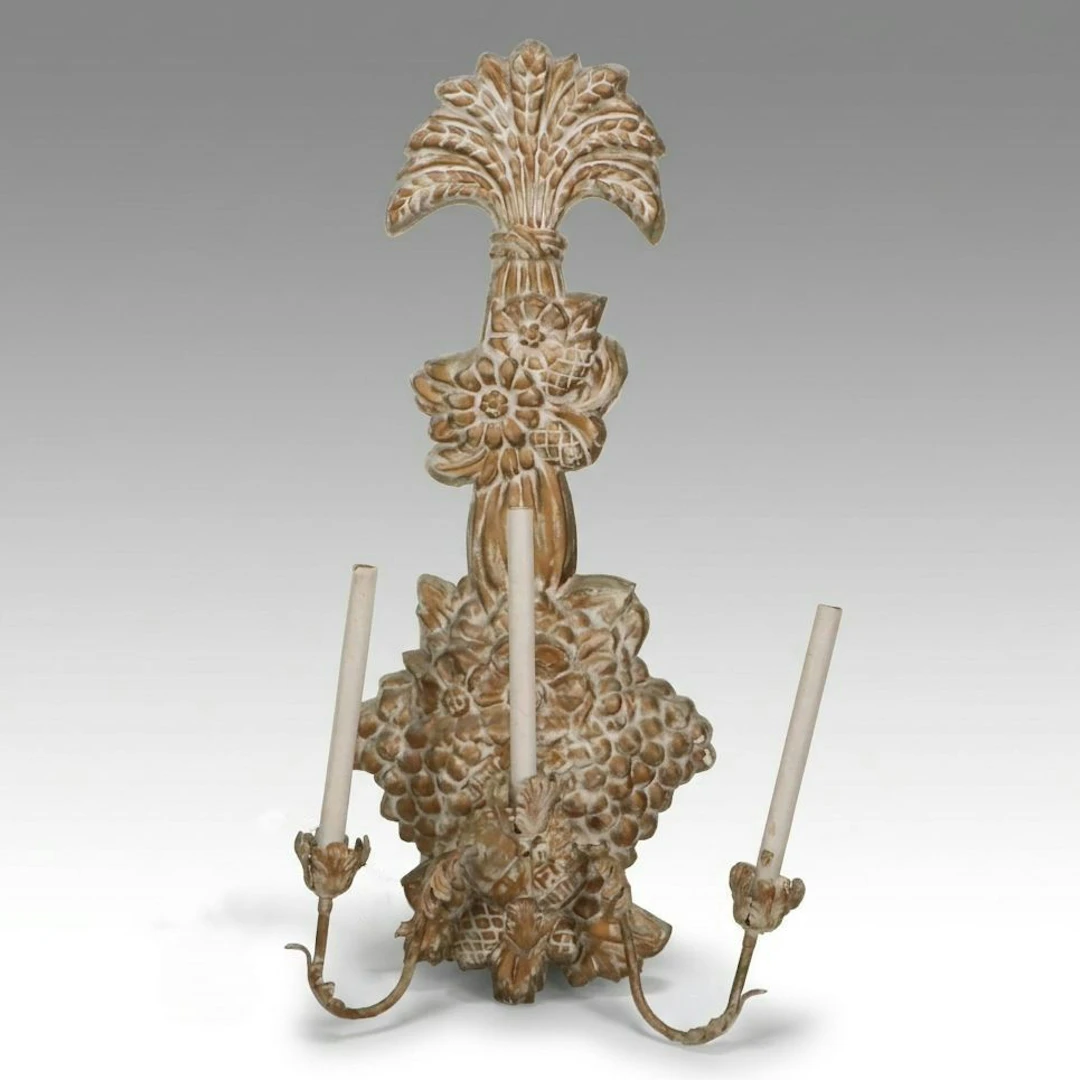 Tuscan Style Plaster Cast Wall Candle Sconce