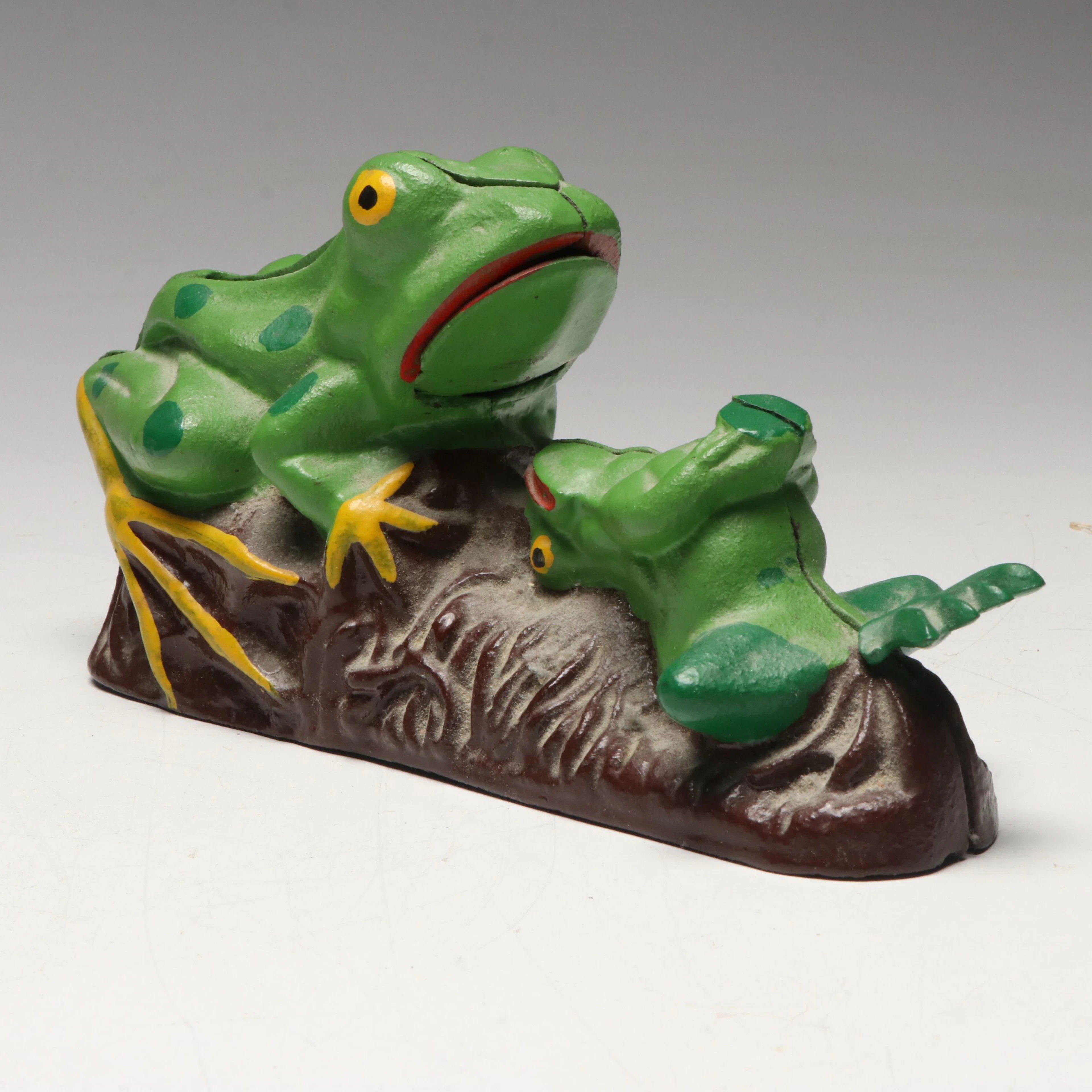 Cast Iron Frog Mechanical Coin Bank, Vintage
