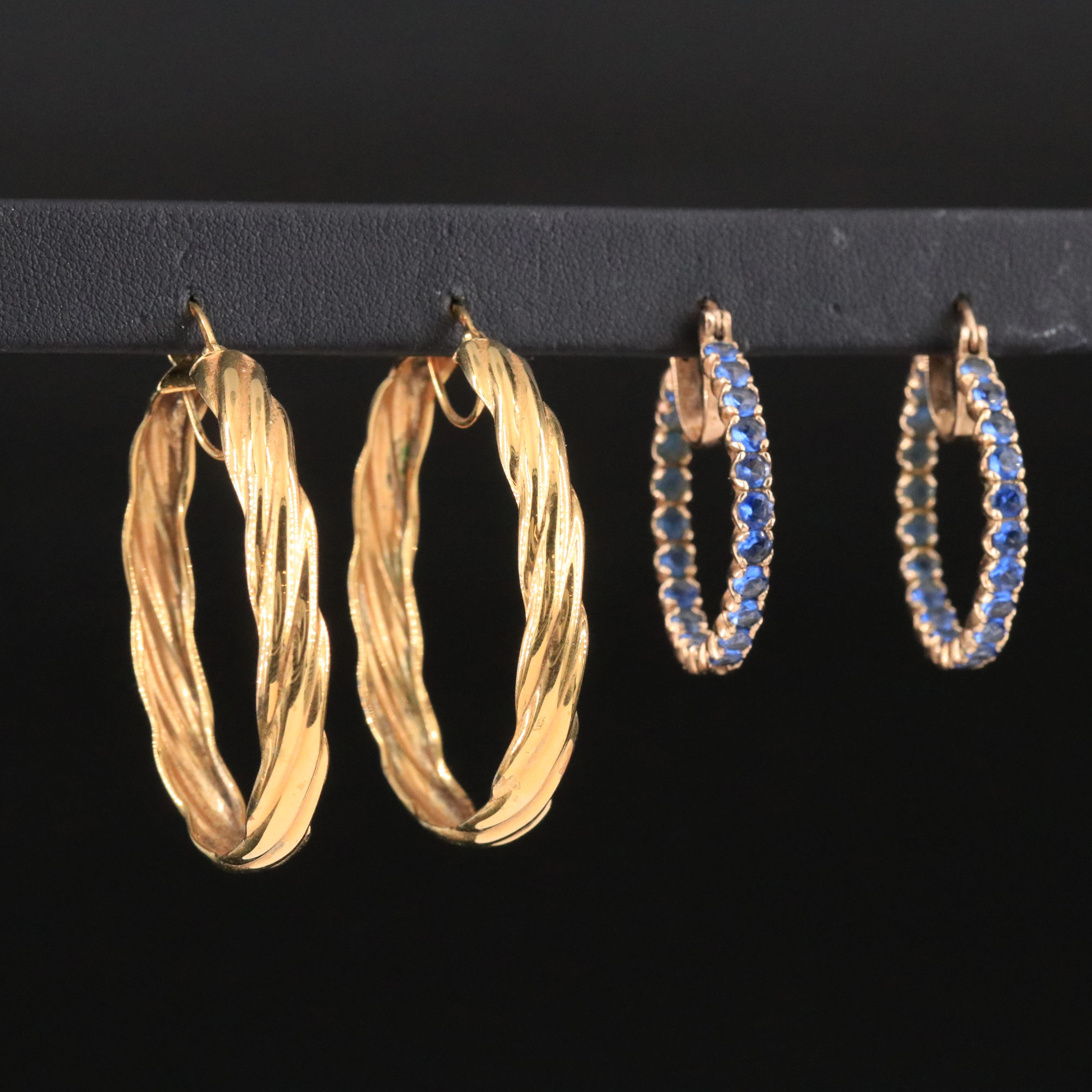 Sterling Hoop Earrings Including Inside-Out Rhinestone Hoops