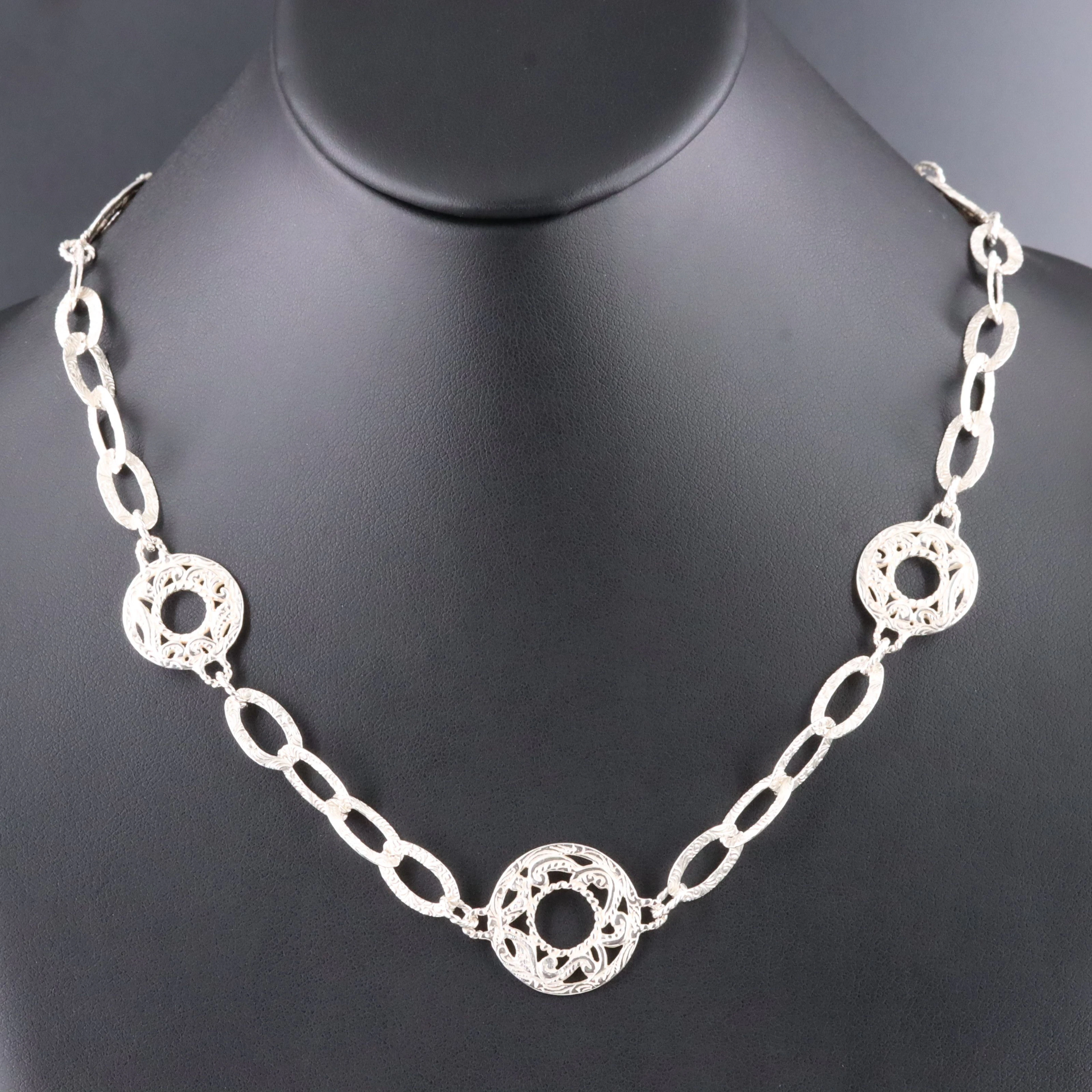 Carolyn Pollack for Relios Sterling Scroll Link Necklace