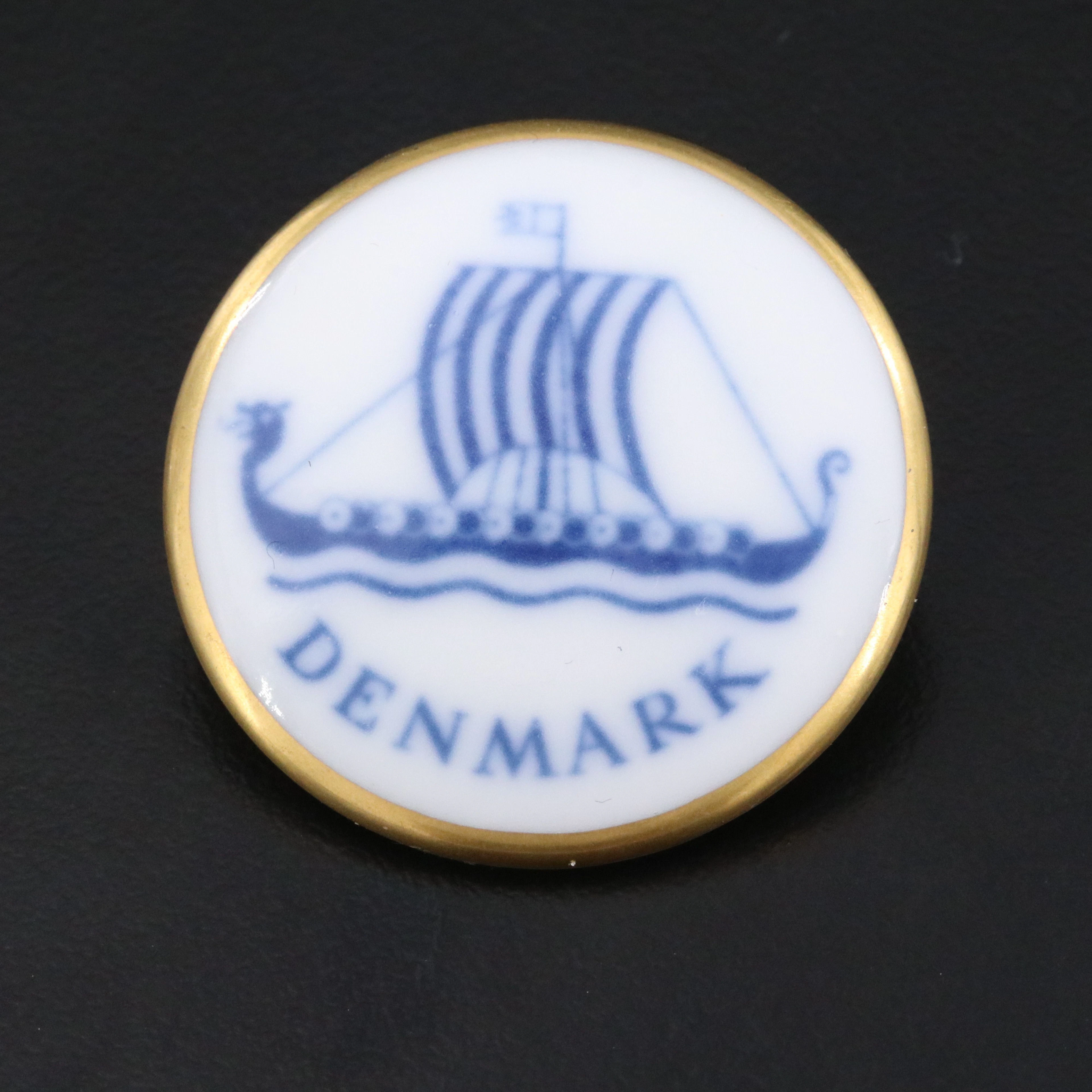 Bing & Grondahl Ceramic Longboat Brooch