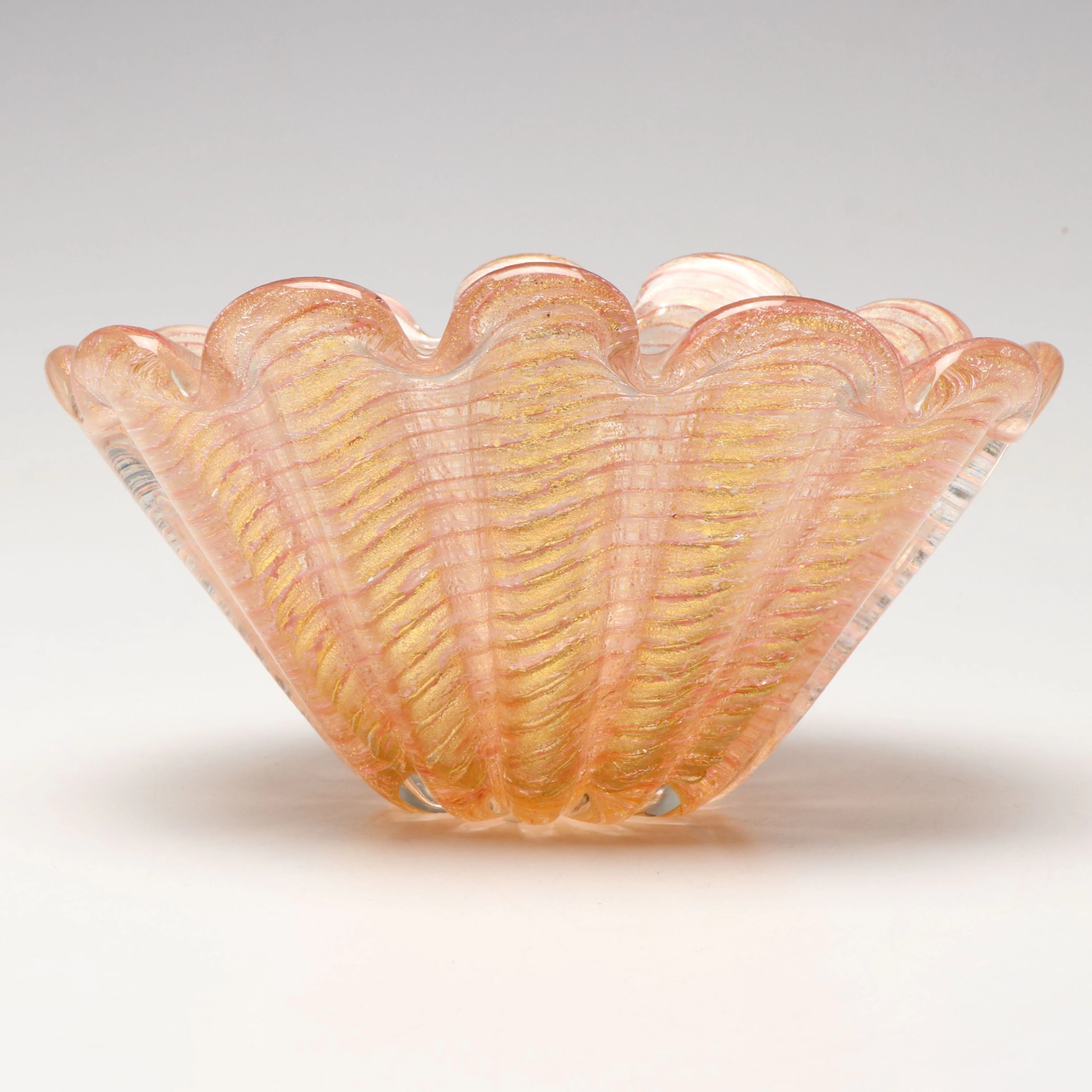 Barovier & Toso "Cordonato d'Oro" Murano Art Glass Bowl