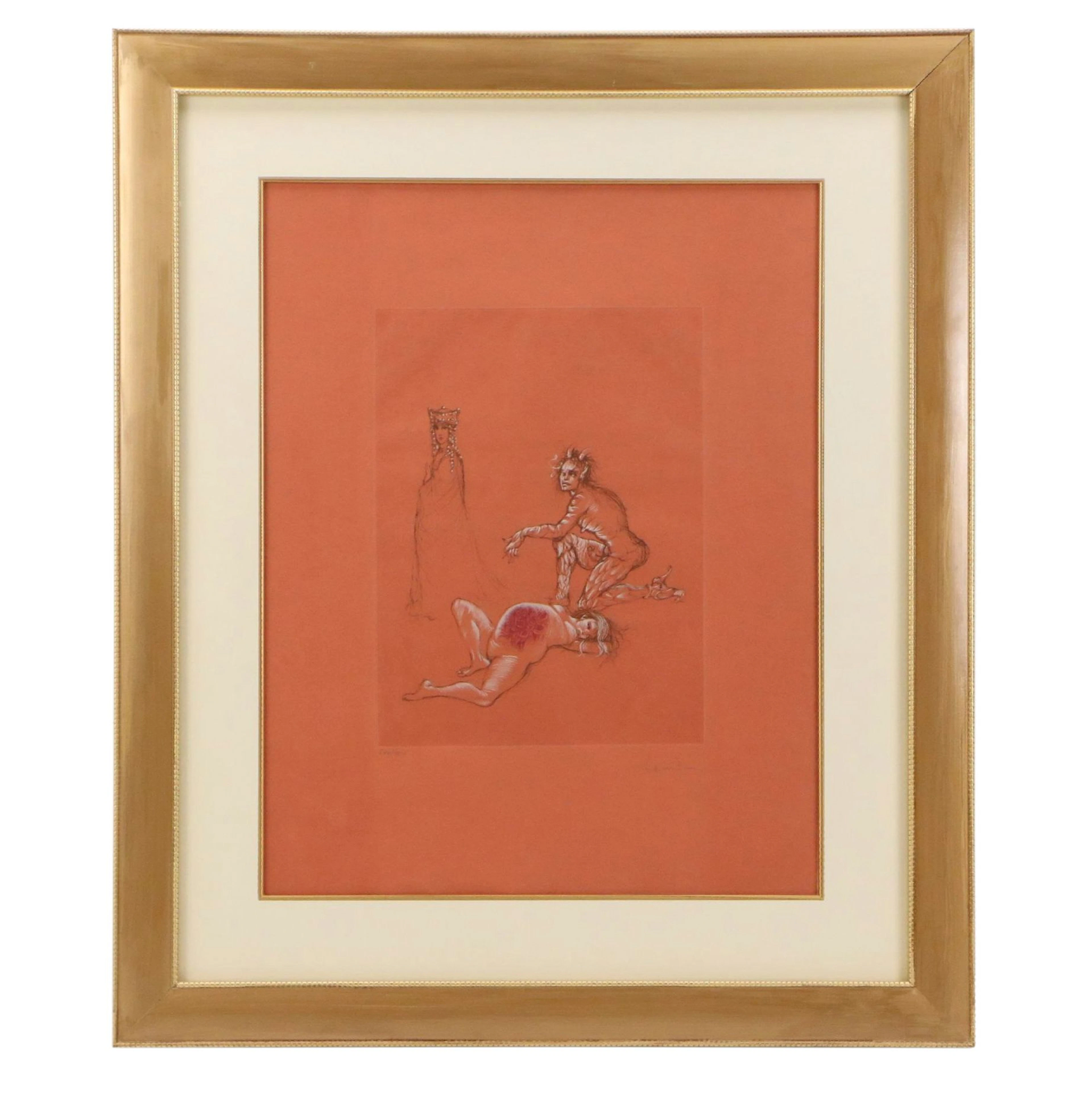 Leonor Fini Drypoint Etching "Pregnant"
