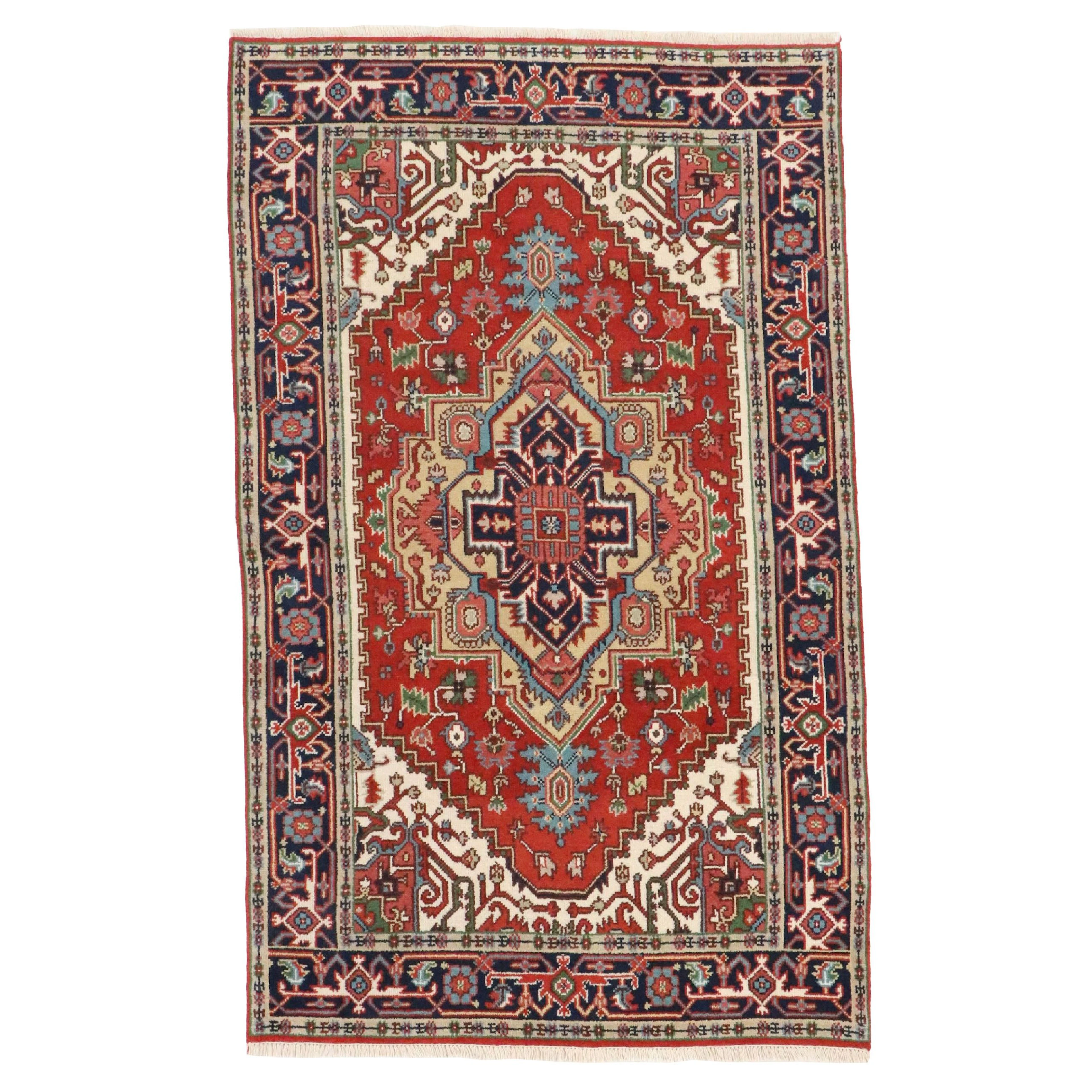 5' x 8'5 Hand-Knotted Indo-Persian Serapi Style Area Rug