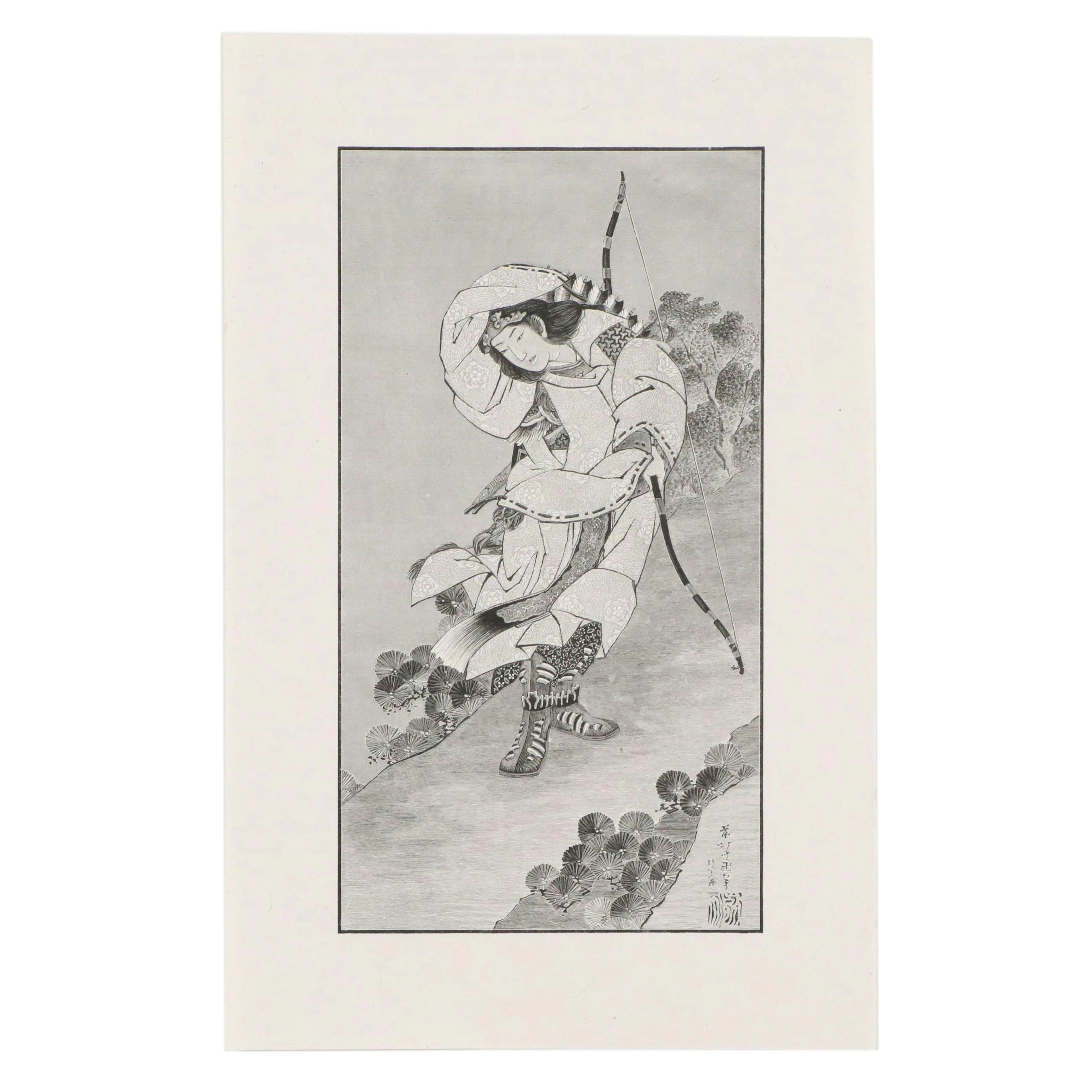 After Katsushika Hokusai Western Wood Engraving of Warrior, 19th or