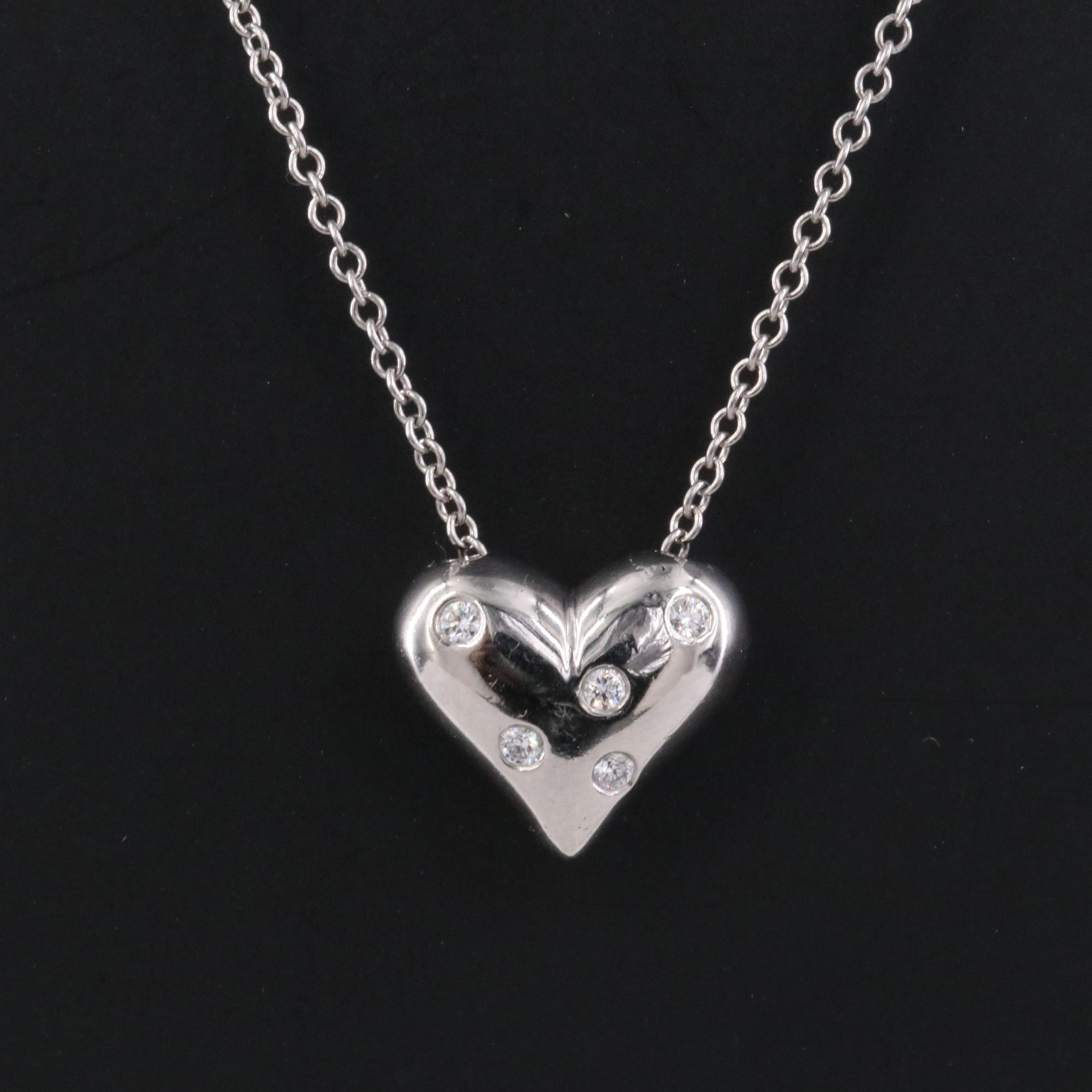 Tiffany & Co. Etoile Platinum Diamond Heart Pendant Necklace