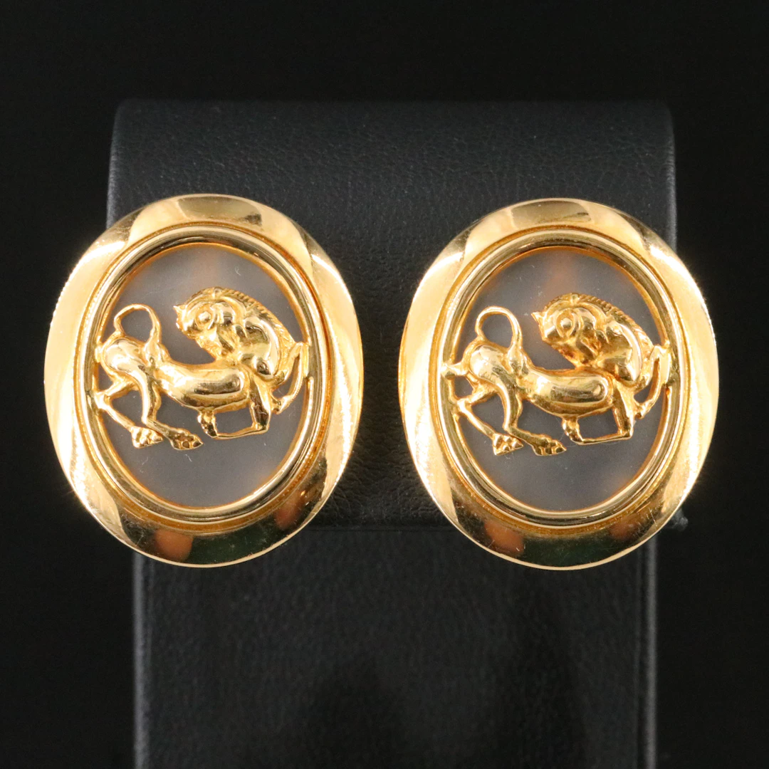 Ilias Lalaounis 18K "Shield of Achilles" Rock Crystal Earrings