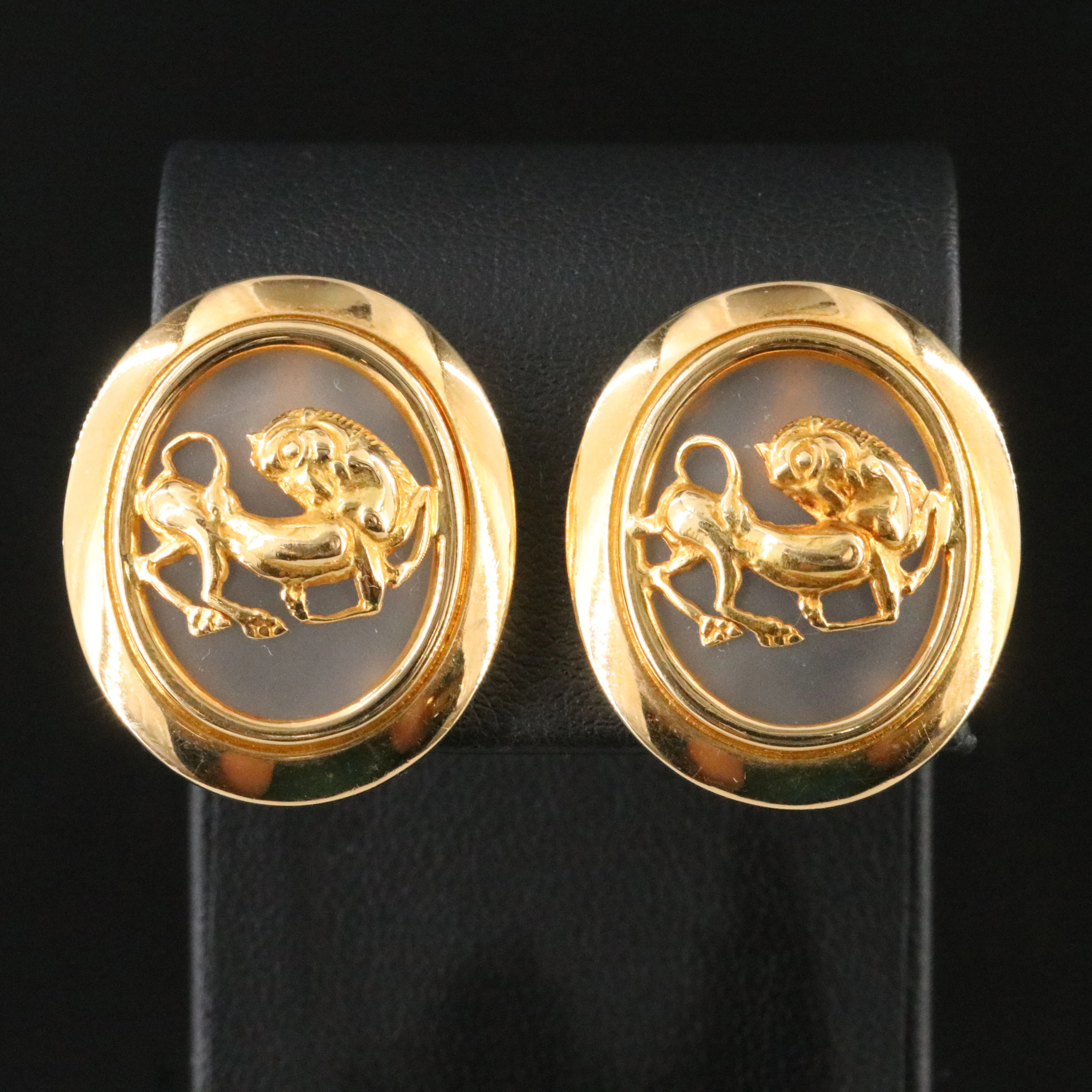 Ilias Lalaounis 18K "Shield of Achilles" Rock Crystal Earrings