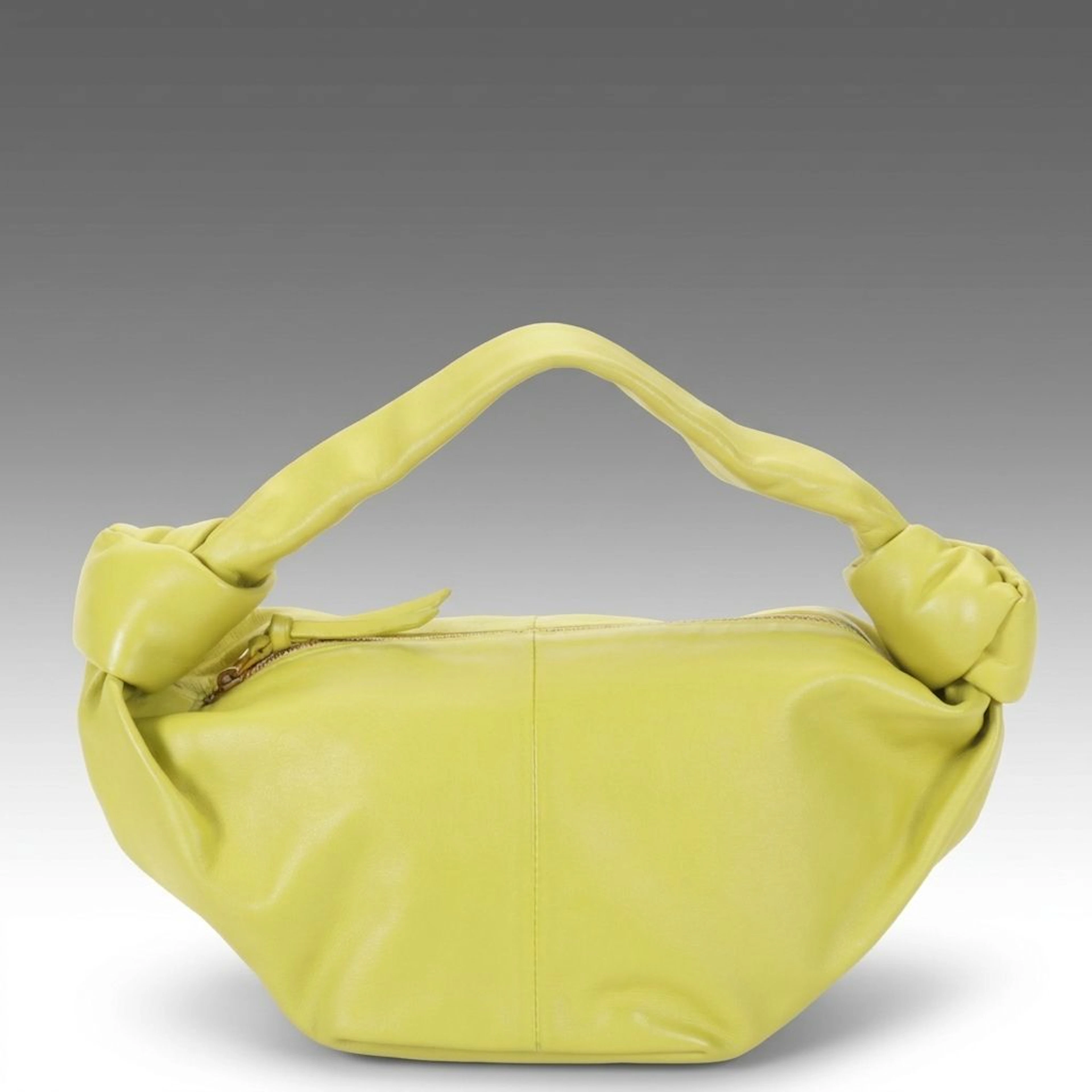 Bottega Veneta Mini Double Knot Handbag in Chartreuse Calfskin Leather