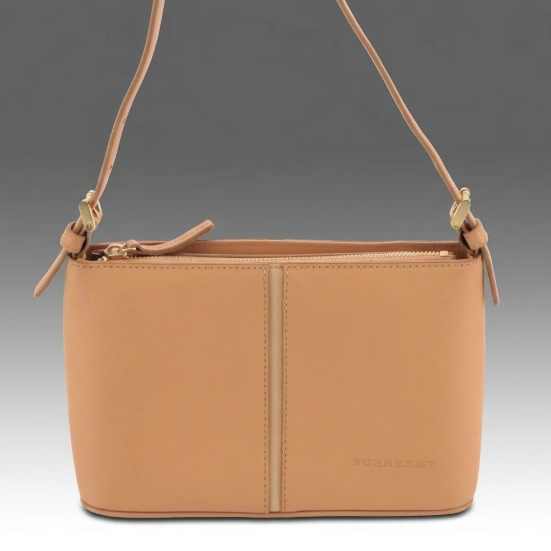 Burberry Top Handle Shoulder Bag in Bicolor Leather with Box