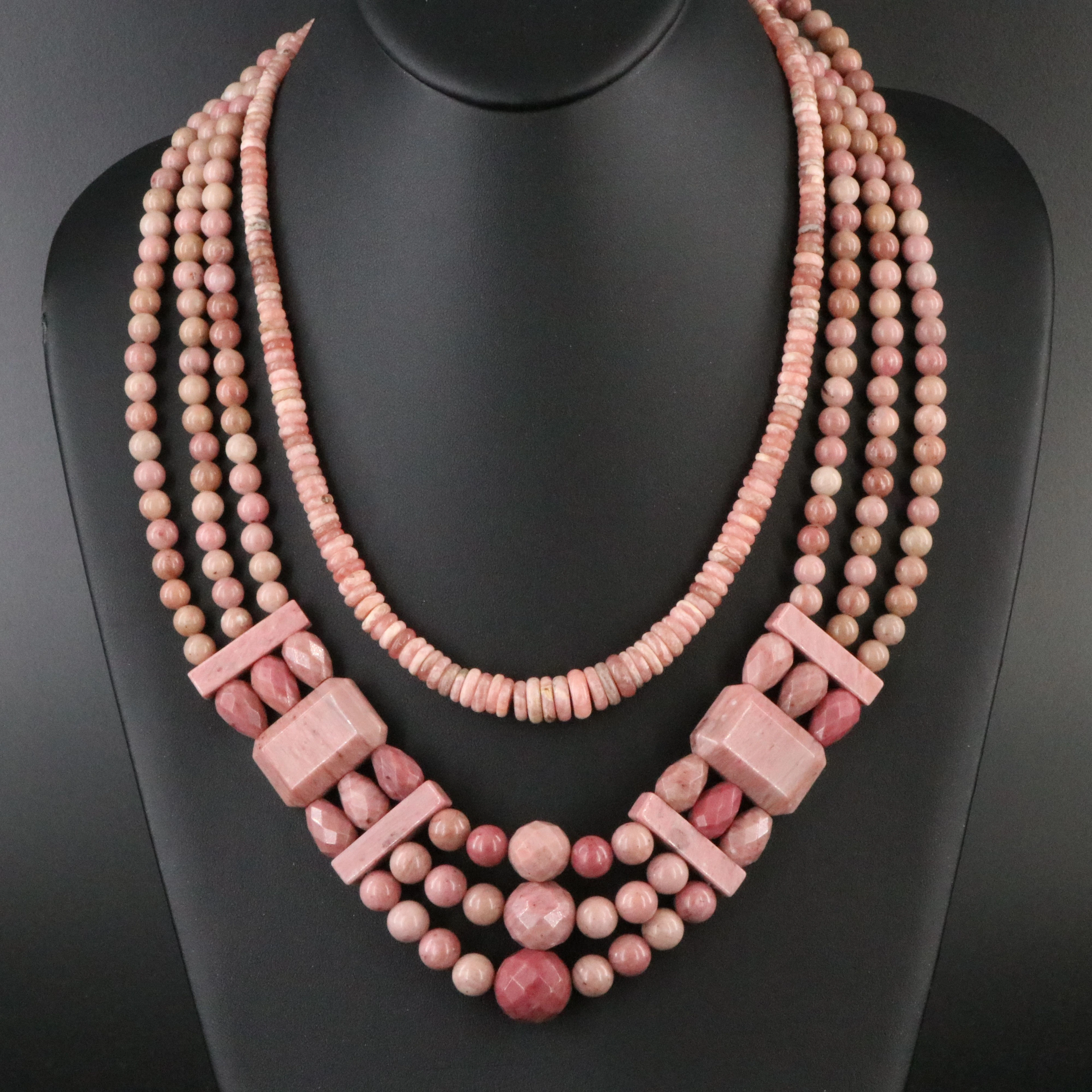 Desert Rose Trading Sterling Opal and Rhodochrosite Necklaces