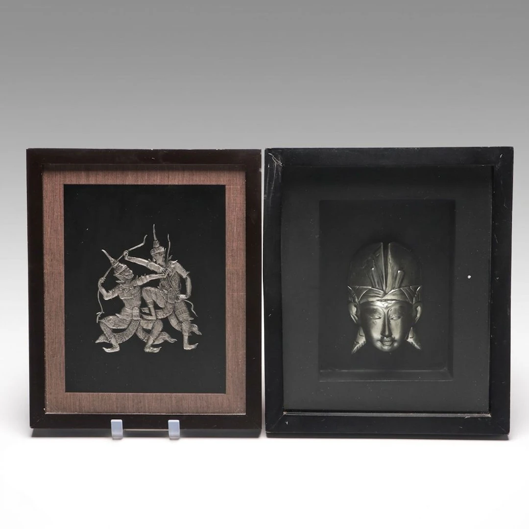 Thai Rama and Maiyaraph with Indonesian Mask Wall Hangings