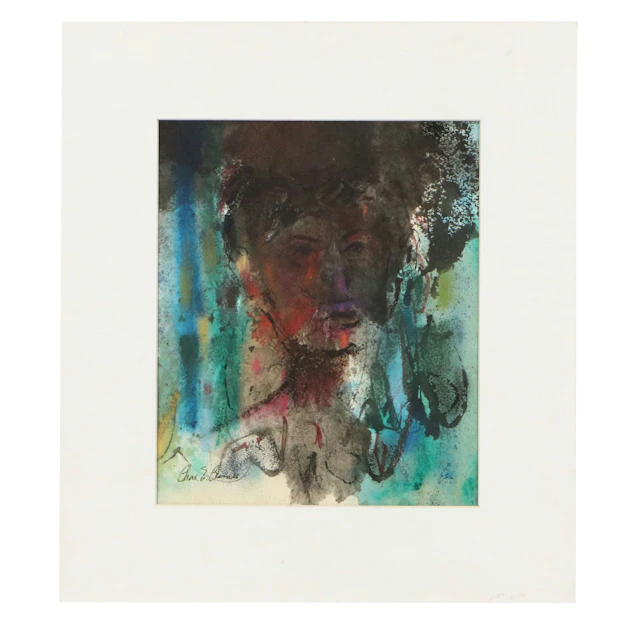 Charles E. Barnes Double-Sided Watercolor Portrait, 1938