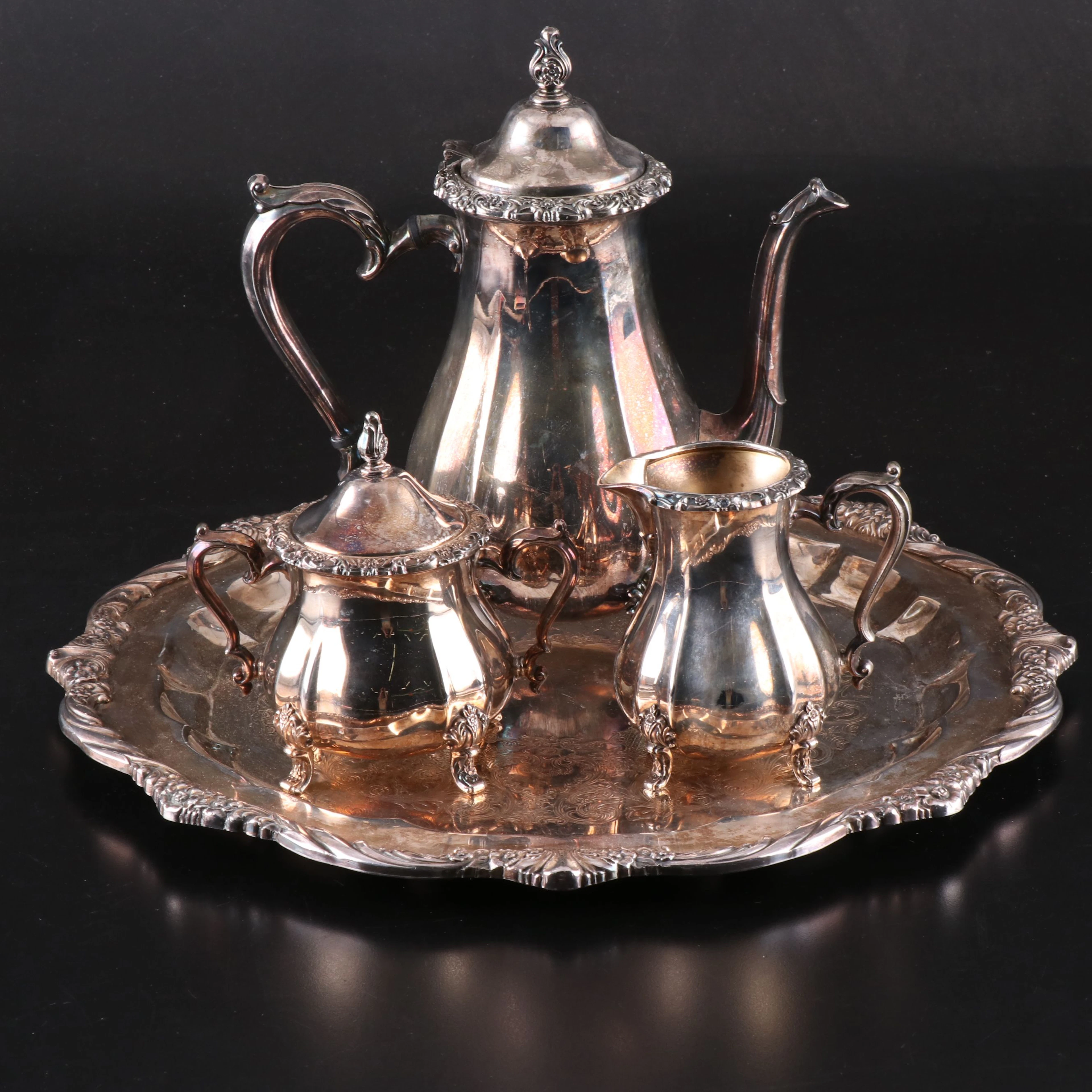 Oneida "Countess" Silver Plate Tea Service with Round Platter