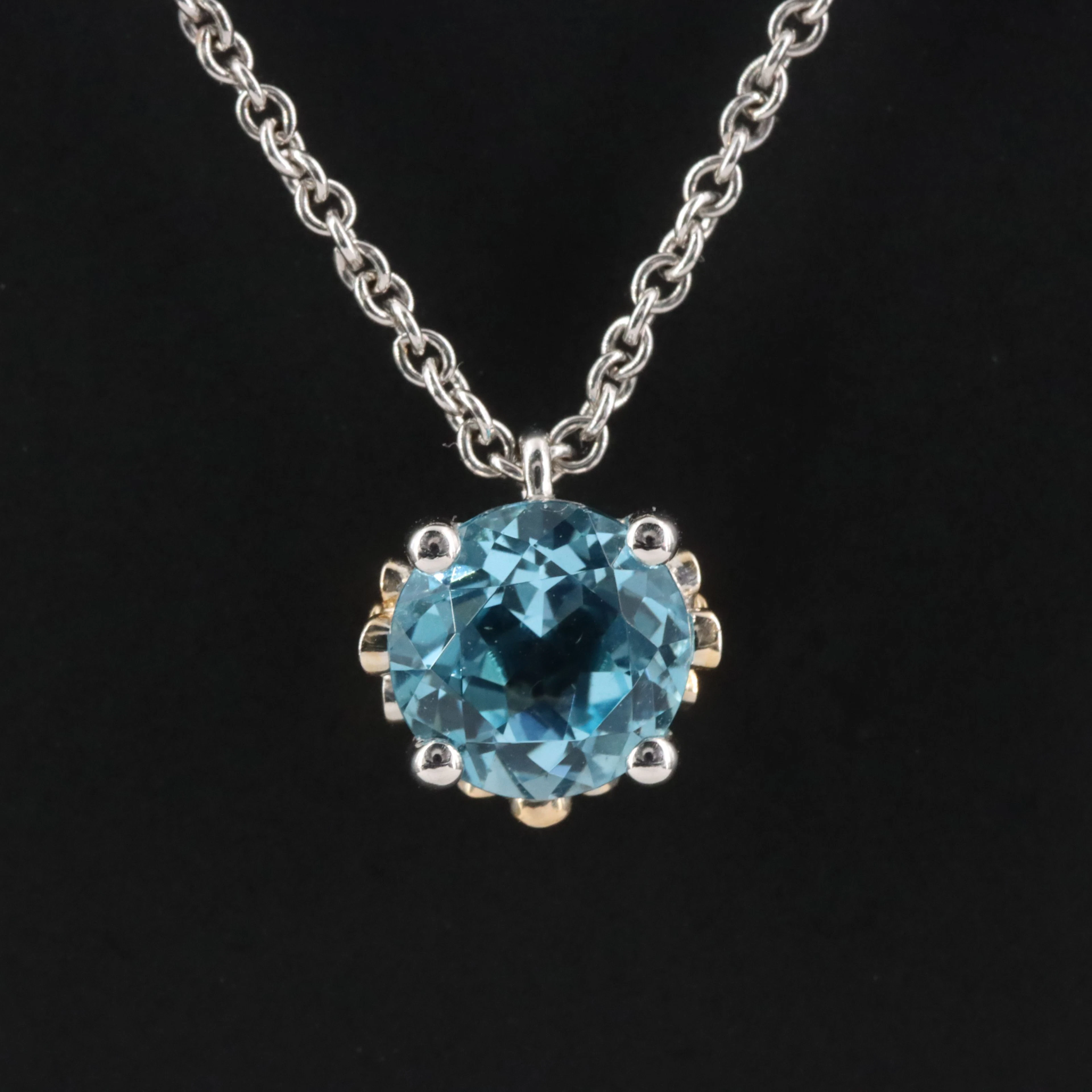 Theo Fennell 18K Blue Topaz and Diamond Bud Collection Pendant Necklace