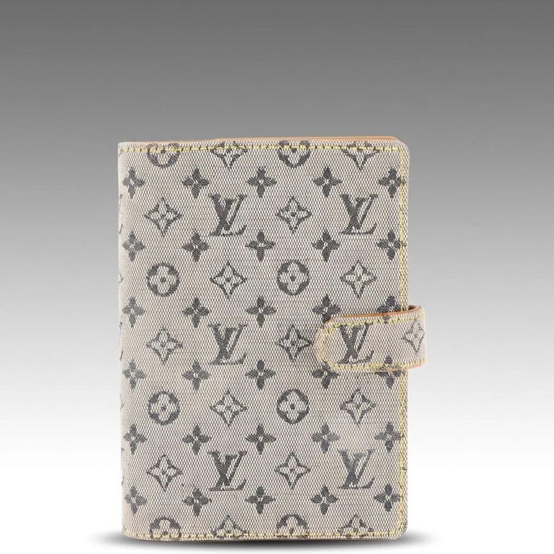 Louis Vuitton Small Ring Agenda Cover in Blue Mini Lin Monogram Canvas