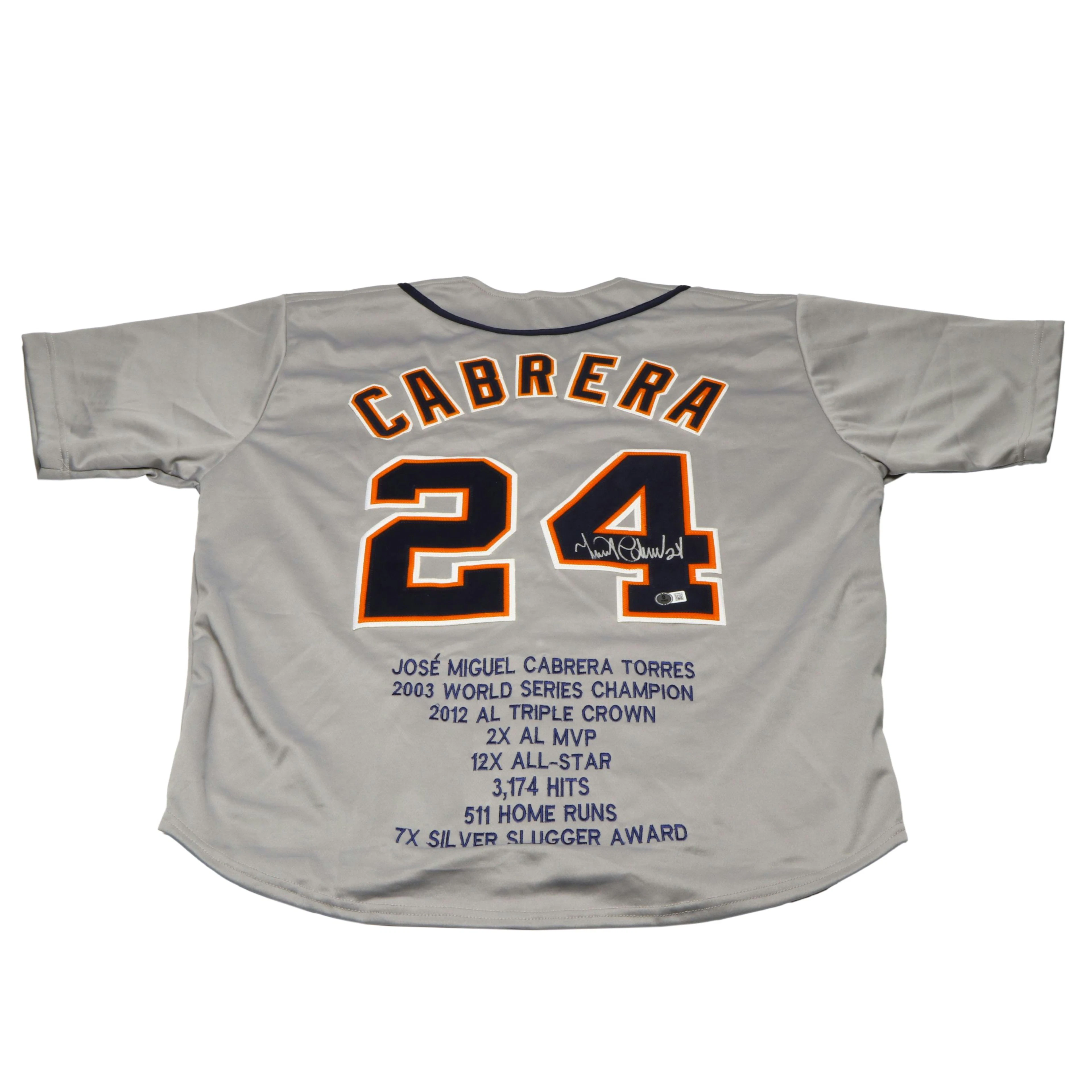 Miguel Cabrera Signed Detroit Tigers Stats Baseball Jersey, Beckett