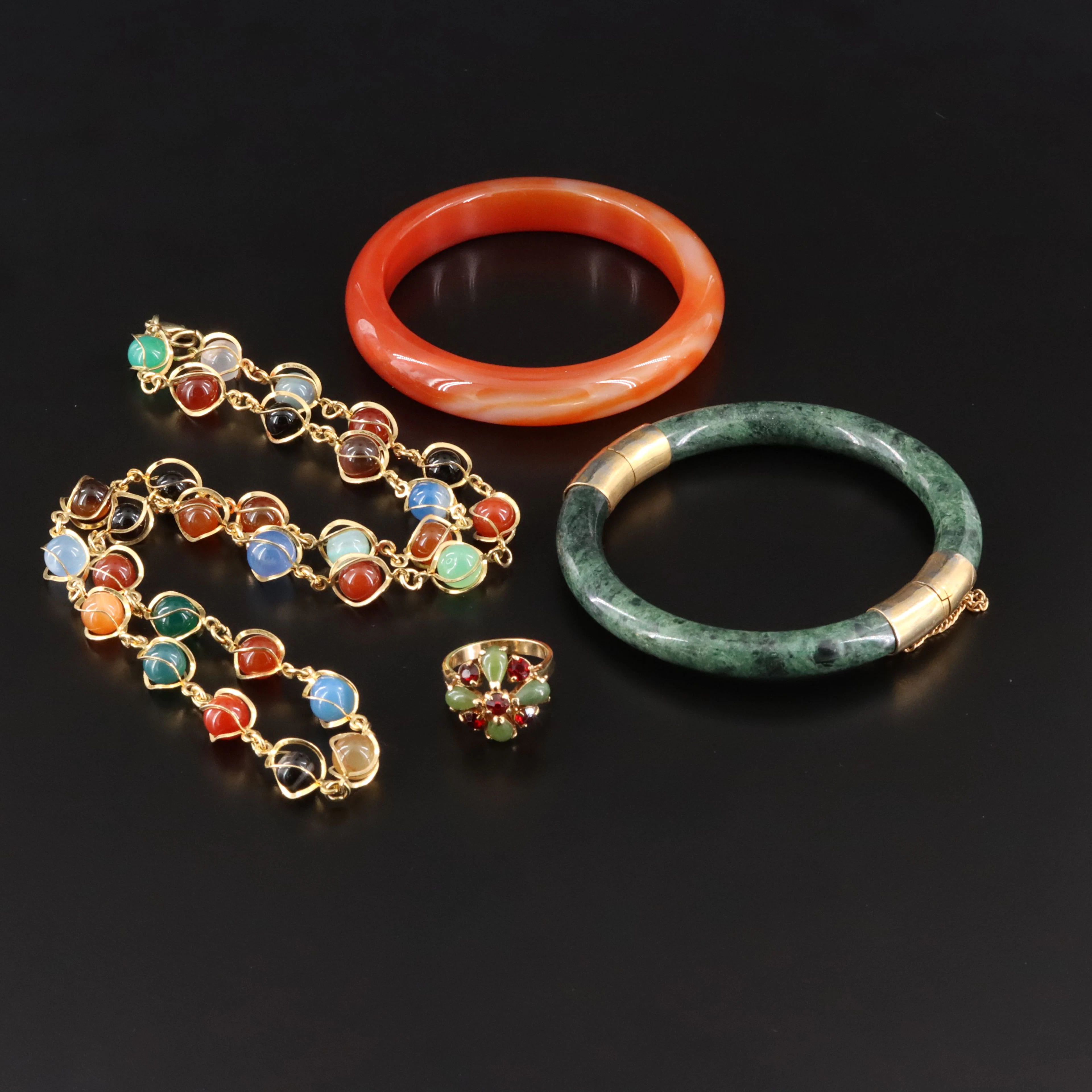 Carnelian, Agate and Nephrite Jewelry